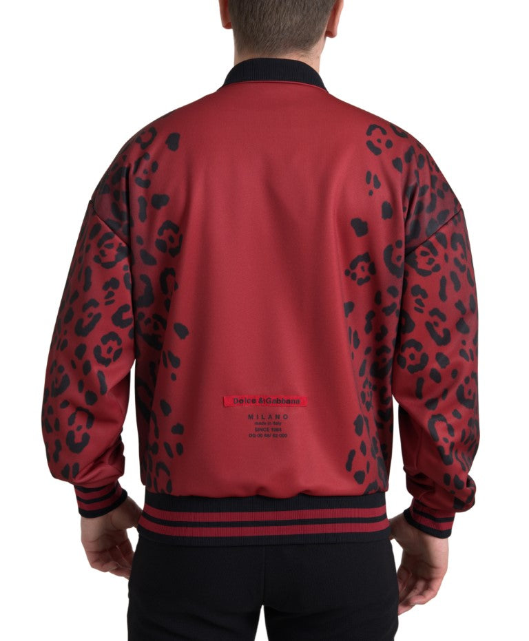 Blouson aviateur à imprimé léopard rouge Dolce & Gabbana
