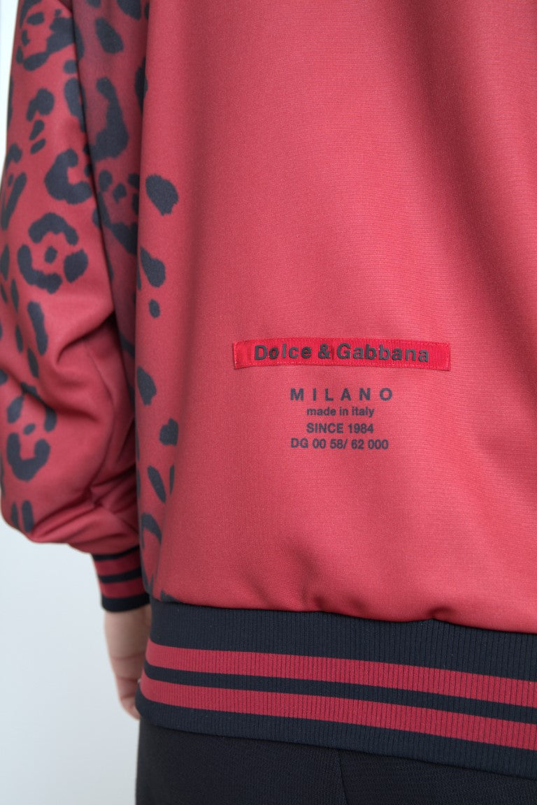 Blouson aviateur à imprimé léopard rouge Dolce & Gabbana