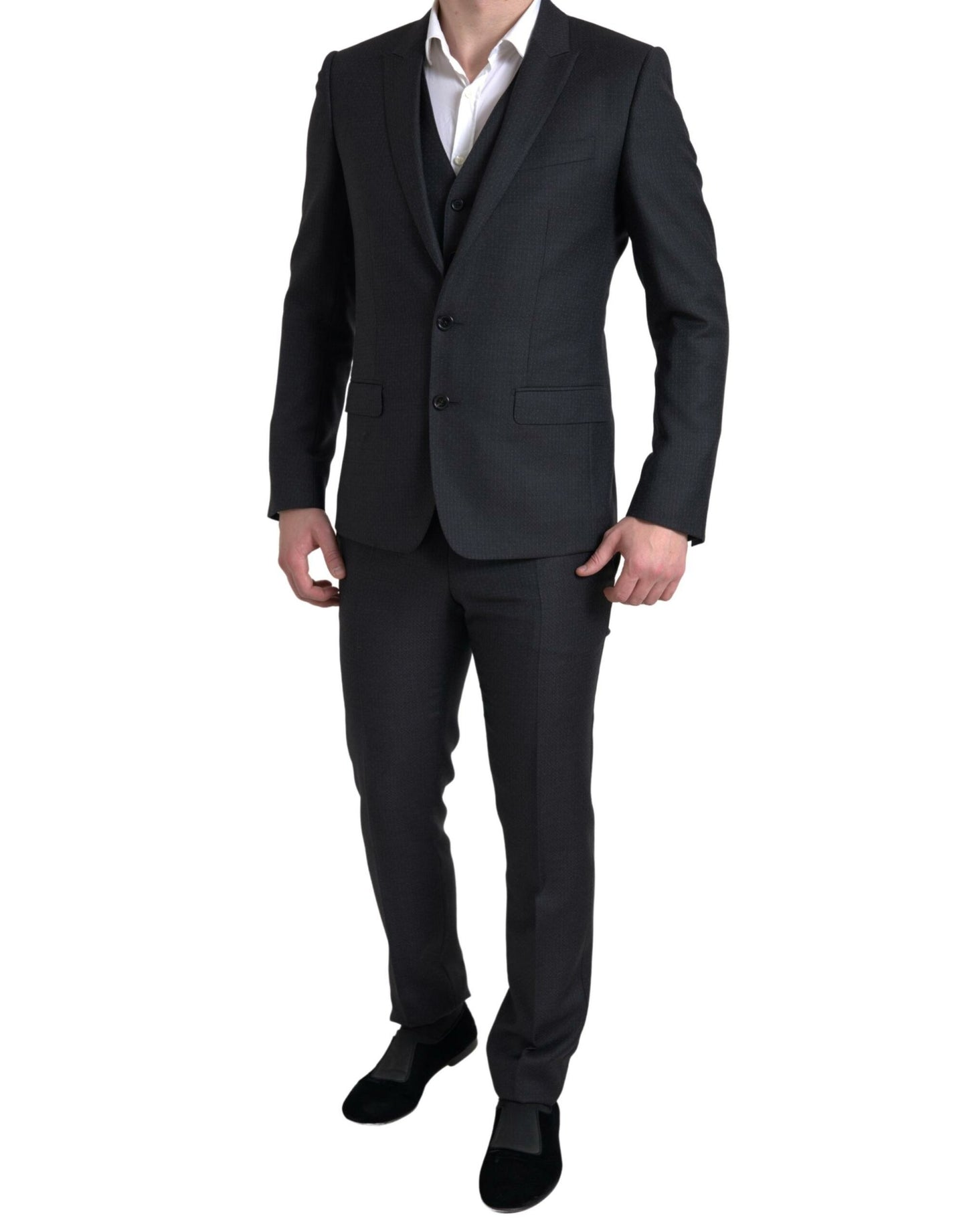 Dolce & Gabbana Elegante traje negro de 3 piezas de corte slim Martini