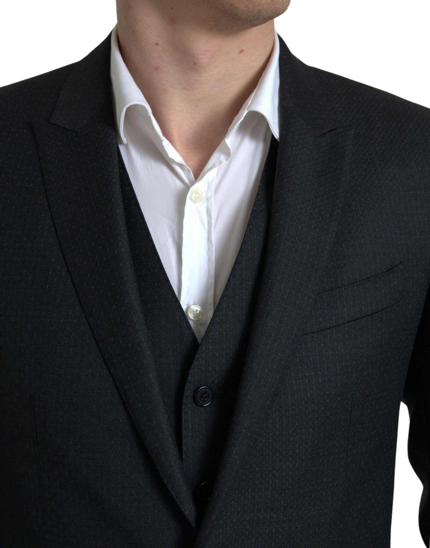 Dolce & Gabbana Elegante traje negro de 3 piezas de corte slim Martini