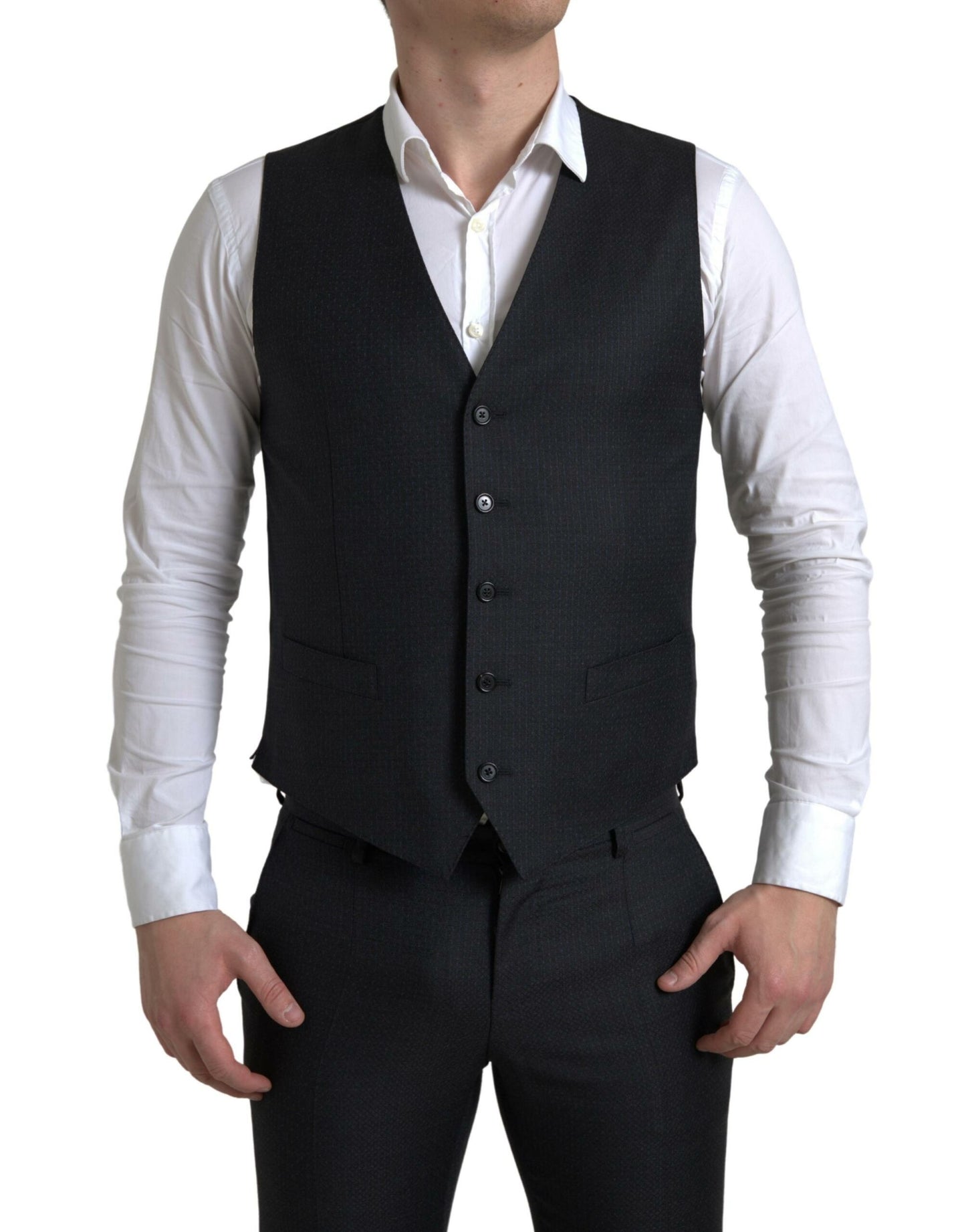 Dolce & Gabbana Elegante traje negro de 3 piezas de corte slim Martini