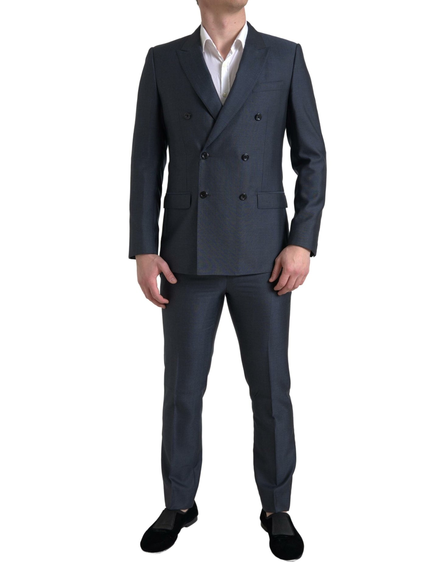 Dolce & Gabbana Elegante traje Martini en mezcla de seda azul