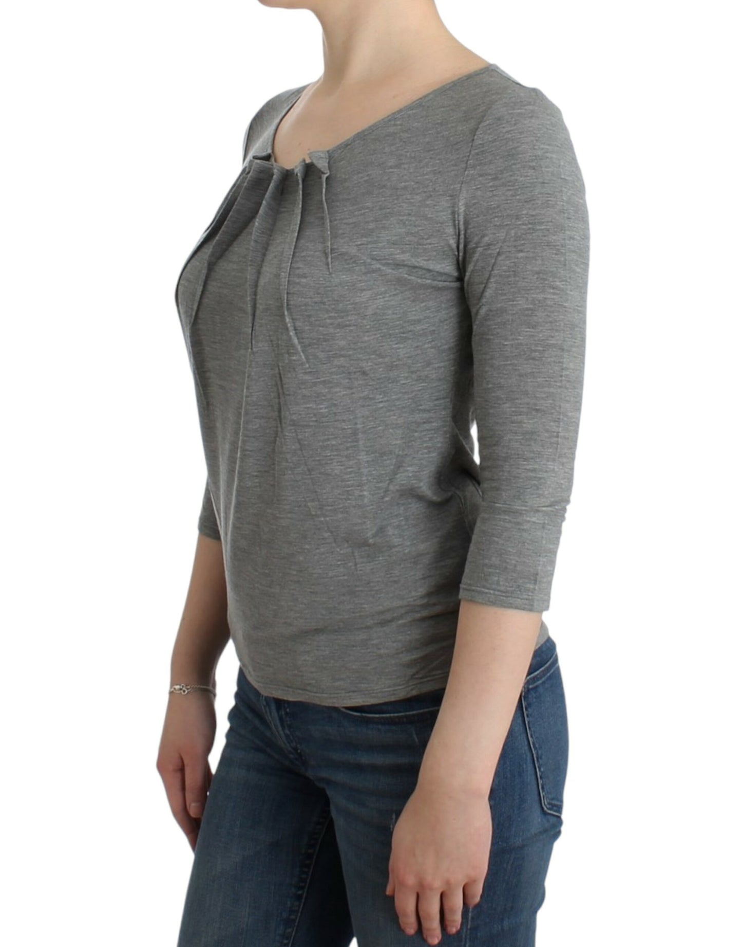 Cavalli Elegant Gray Cashmere-Blend Jumper - Elegance Online Limited