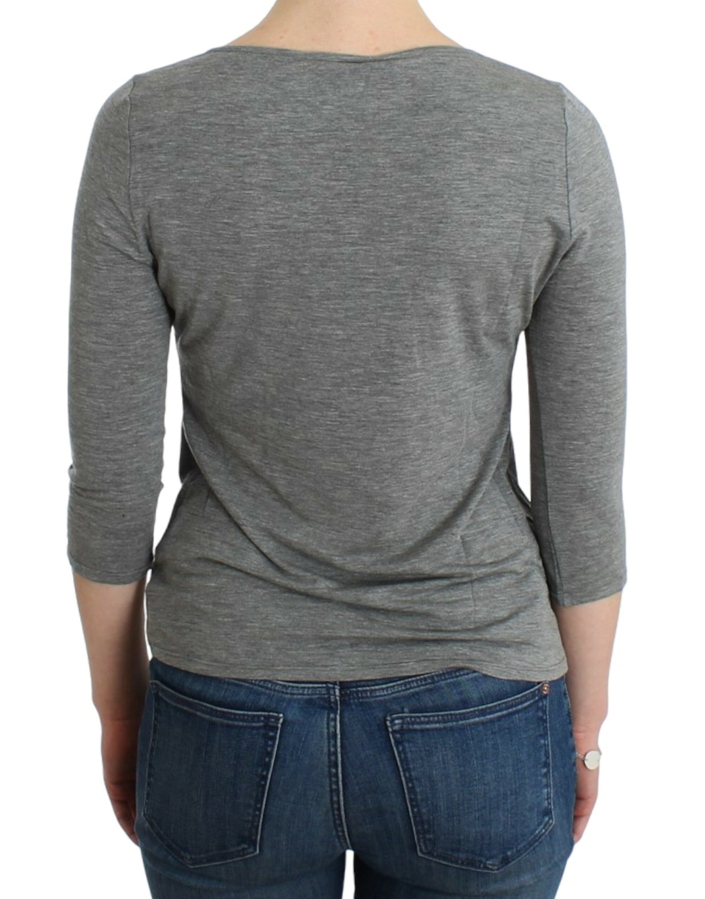 Cavalli Elegant Gray Cashmere-Blend Jumper - Elegance Online Limited