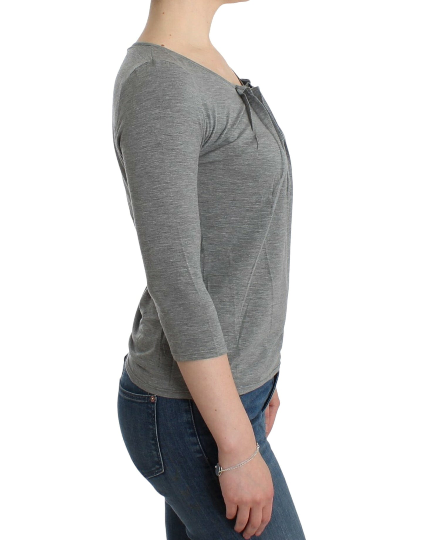 Cavalli Elegant Gray Cashmere-Blend Jumper - Elegance Online Limited