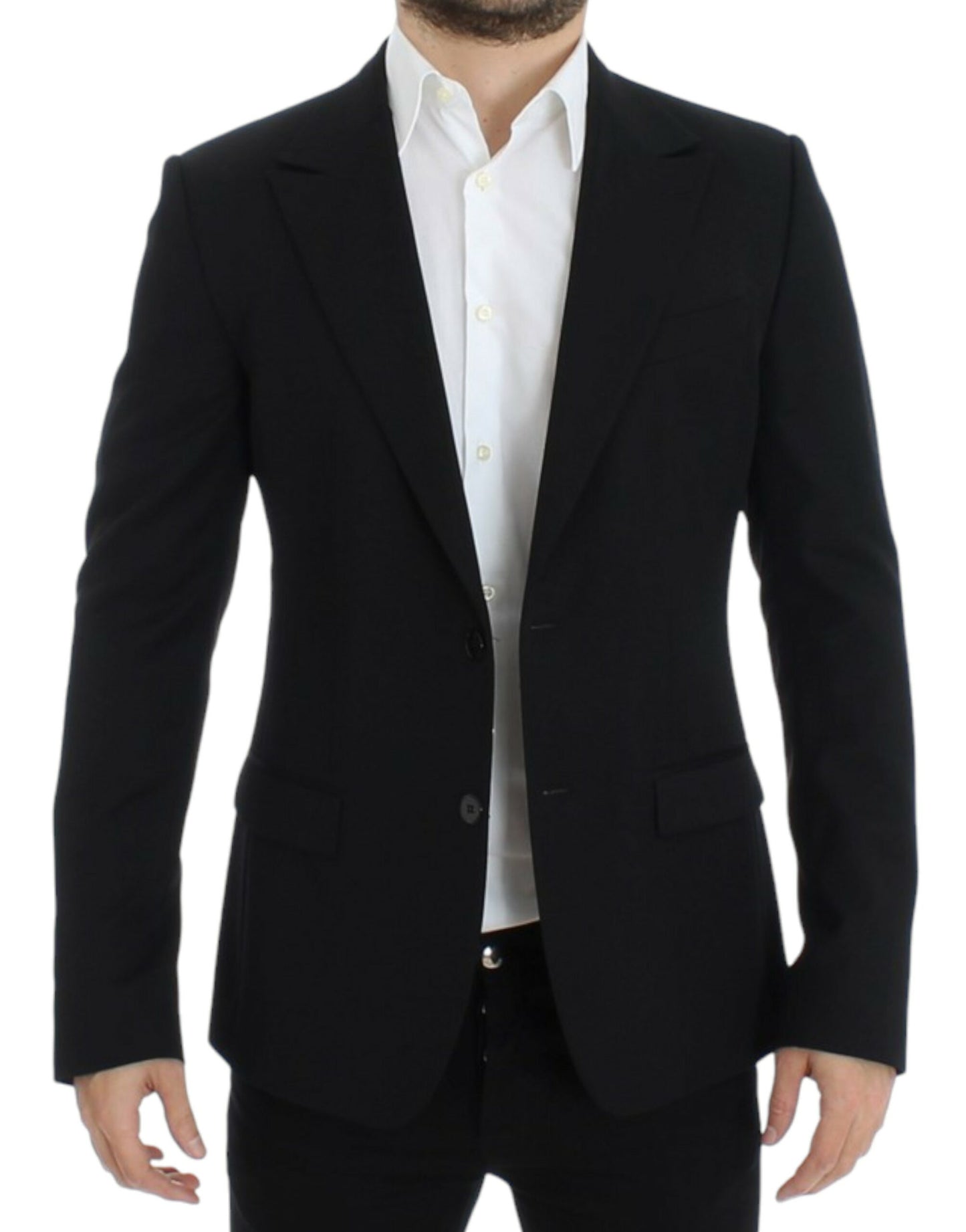 Dolce & Gabbana Elegante blazer de lana negro de corte slim