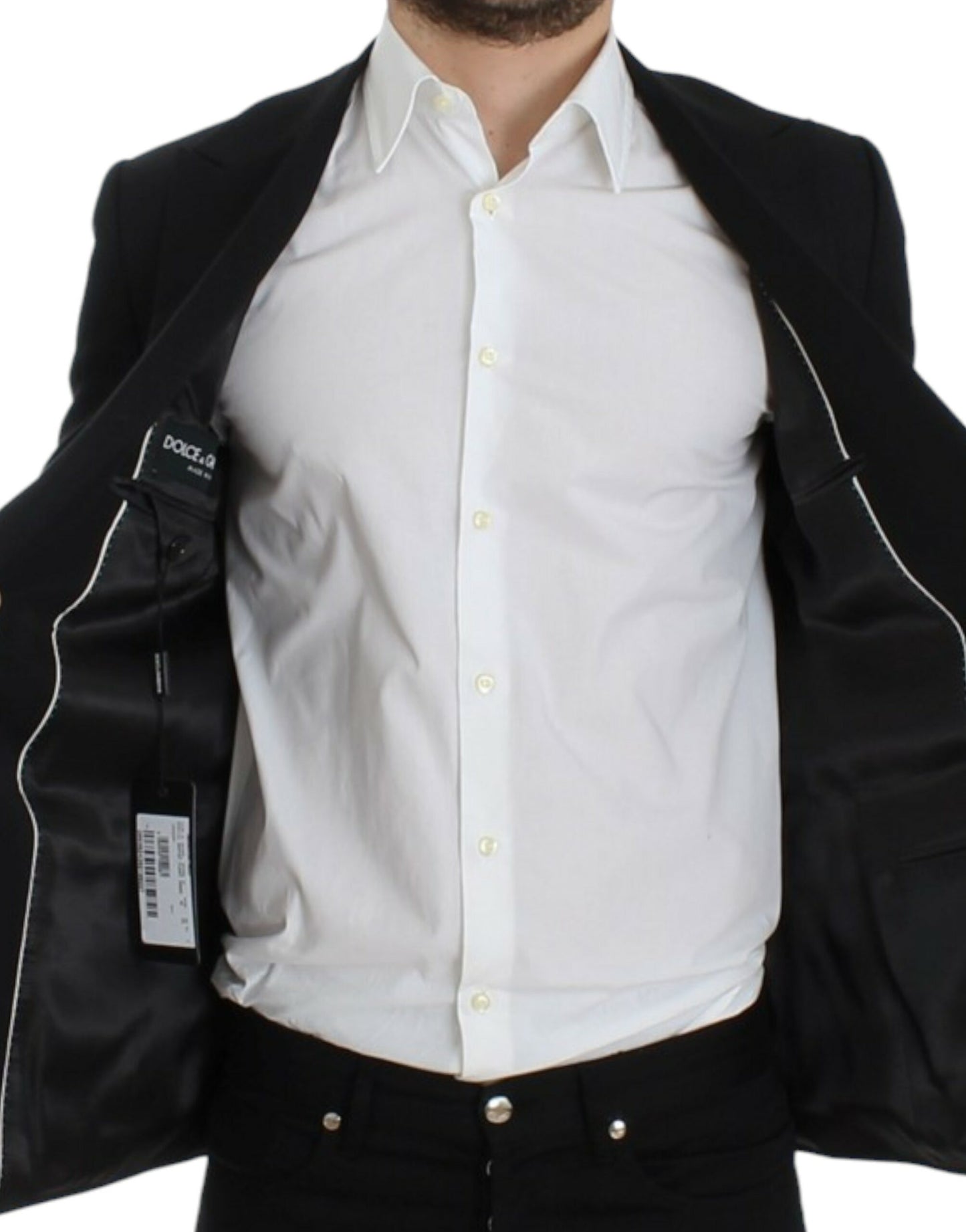 Dolce & Gabbana Elegante blazer de lana negro de corte slim