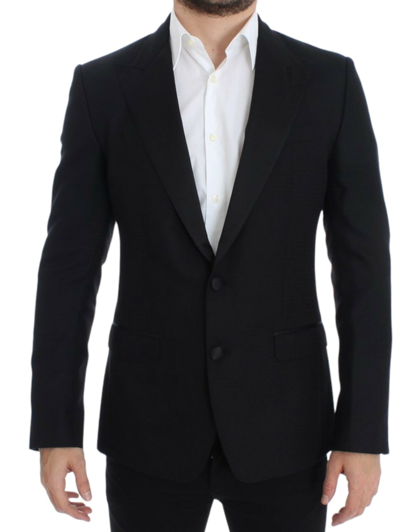 Blazer elegante Sicilia de mezcla de seda negra de Dolce & Gabbana