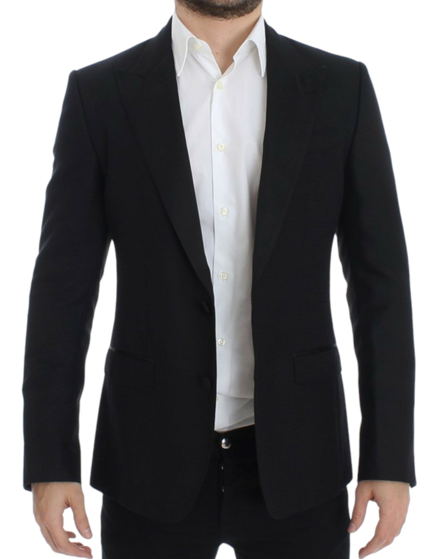 Blazer elegante Sicilia de mezcla de seda negra de Dolce & Gabbana
