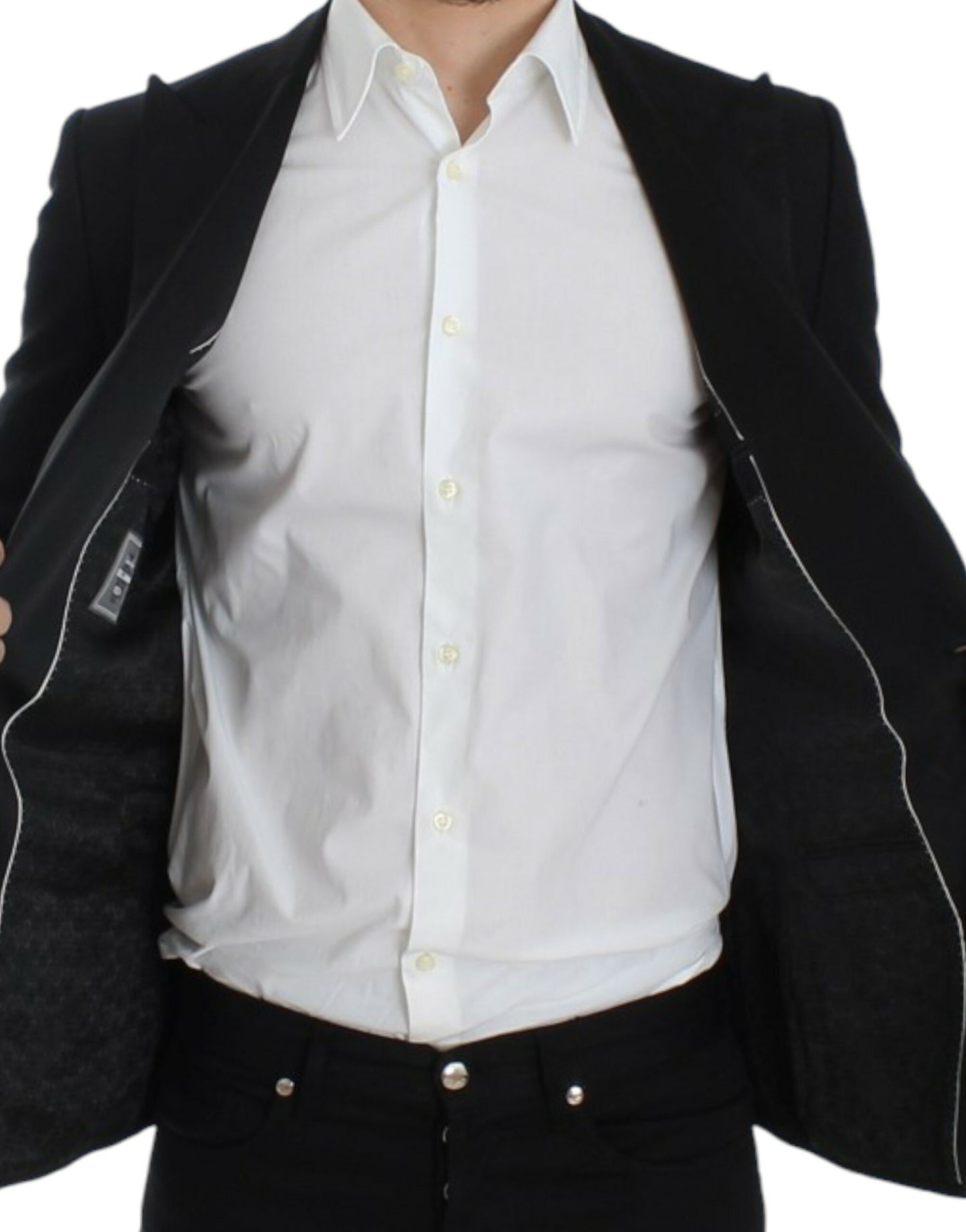Blazer elegante Sicilia de mezcla de seda negra de Dolce & Gabbana