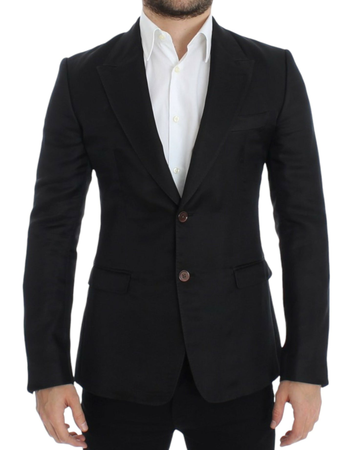 Dolce & Gabbana Elegante blazer de dos botones en mezcla de seda negra