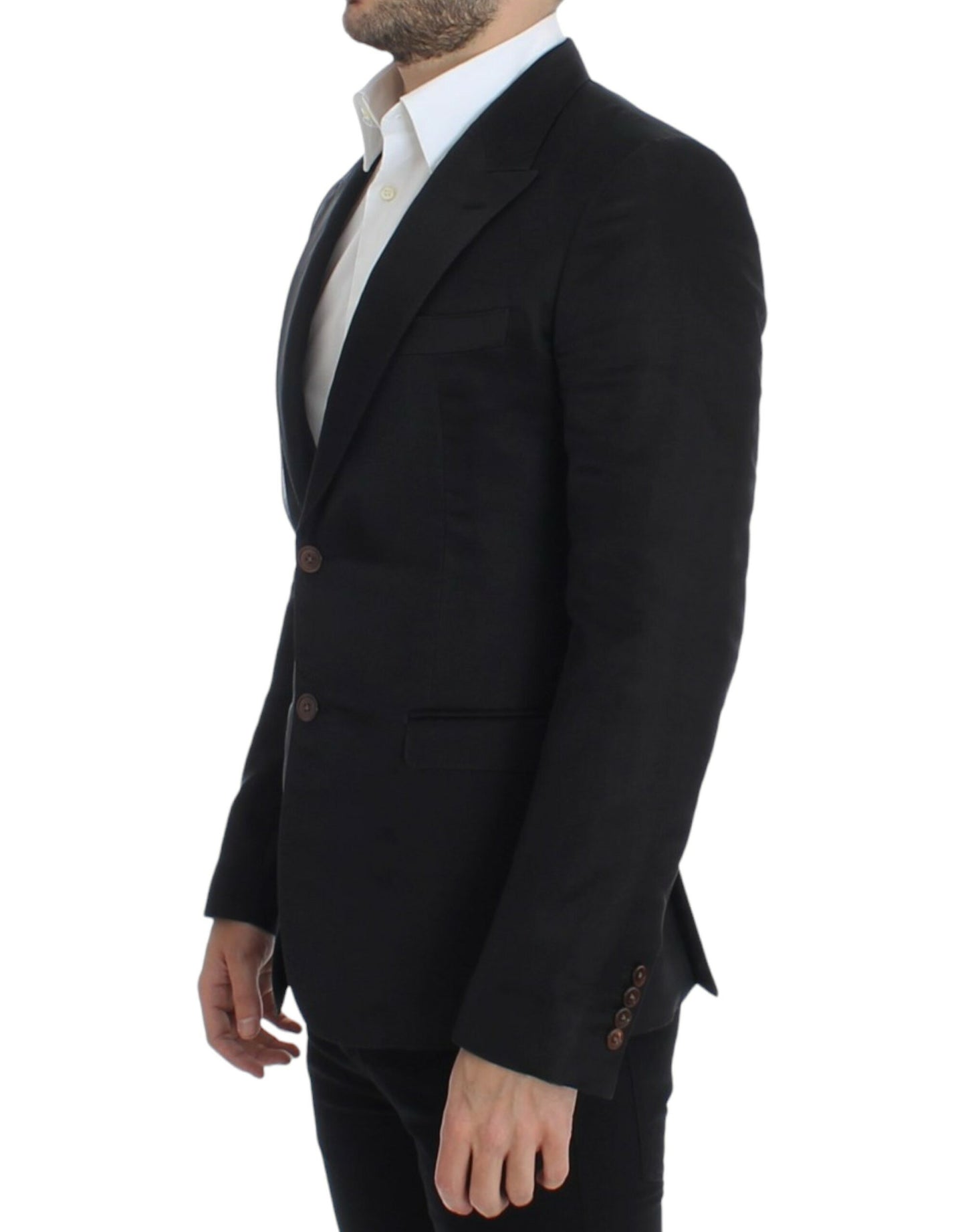Dolce & Gabbana Elegante blazer de dos botones en mezcla de seda negra