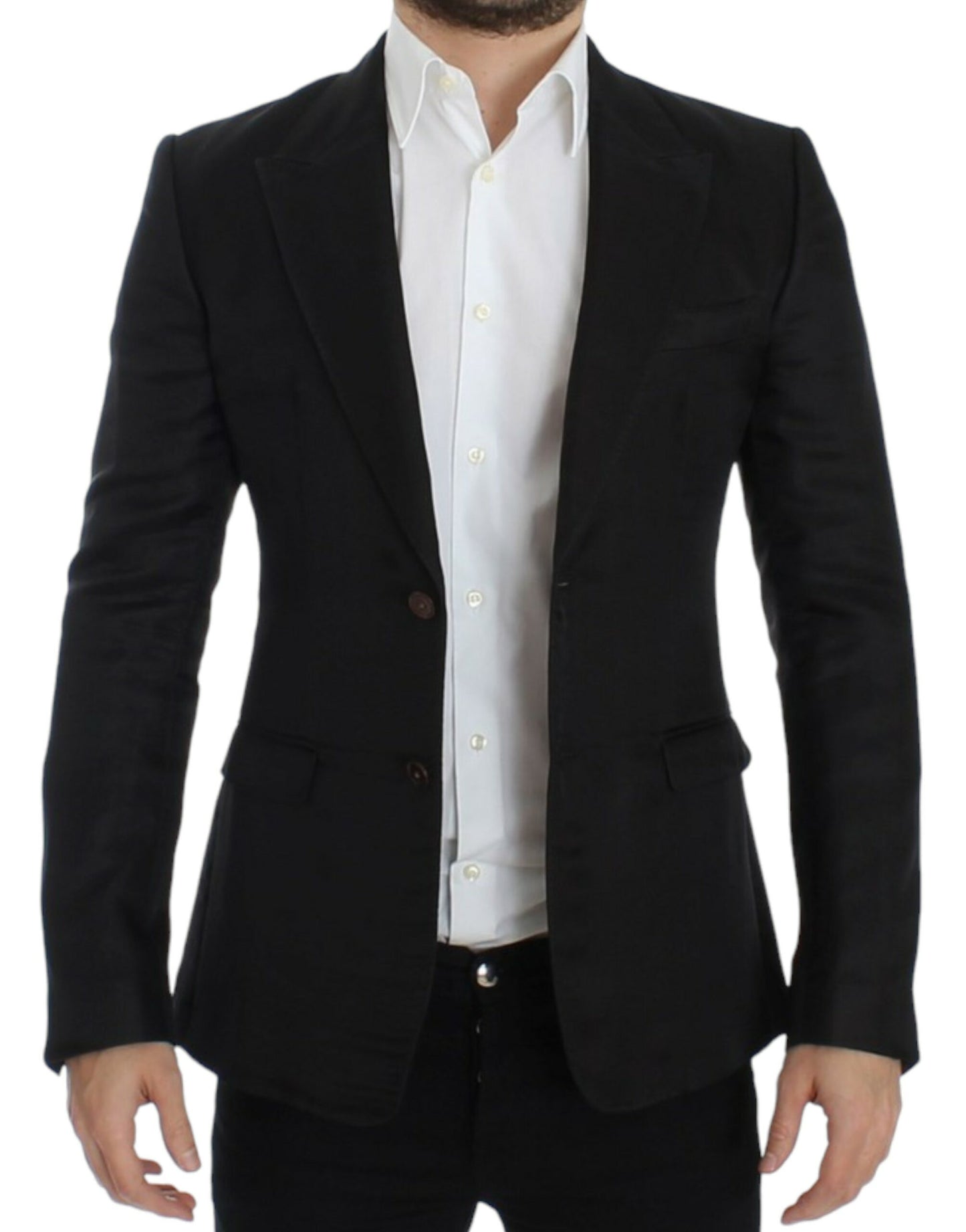 Dolce & Gabbana Elegante blazer de dos botones en mezcla de seda negra