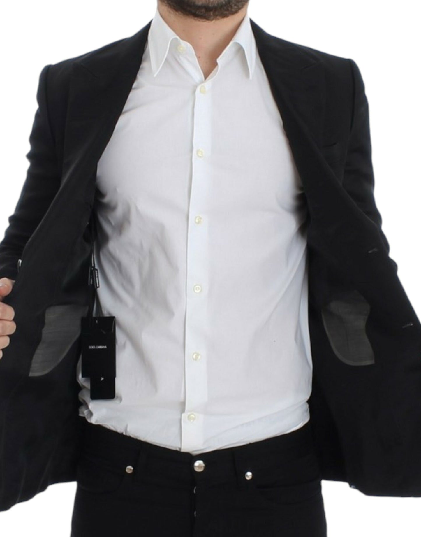 Dolce & Gabbana Elegante blazer de dos botones en mezcla de seda negra