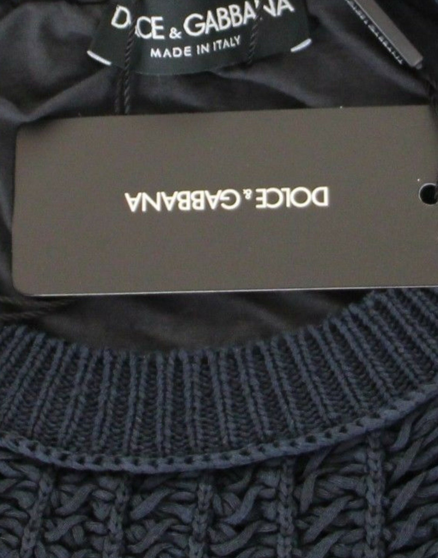 Suéter elegante en capas azul y negro de Dolce & Gabbana