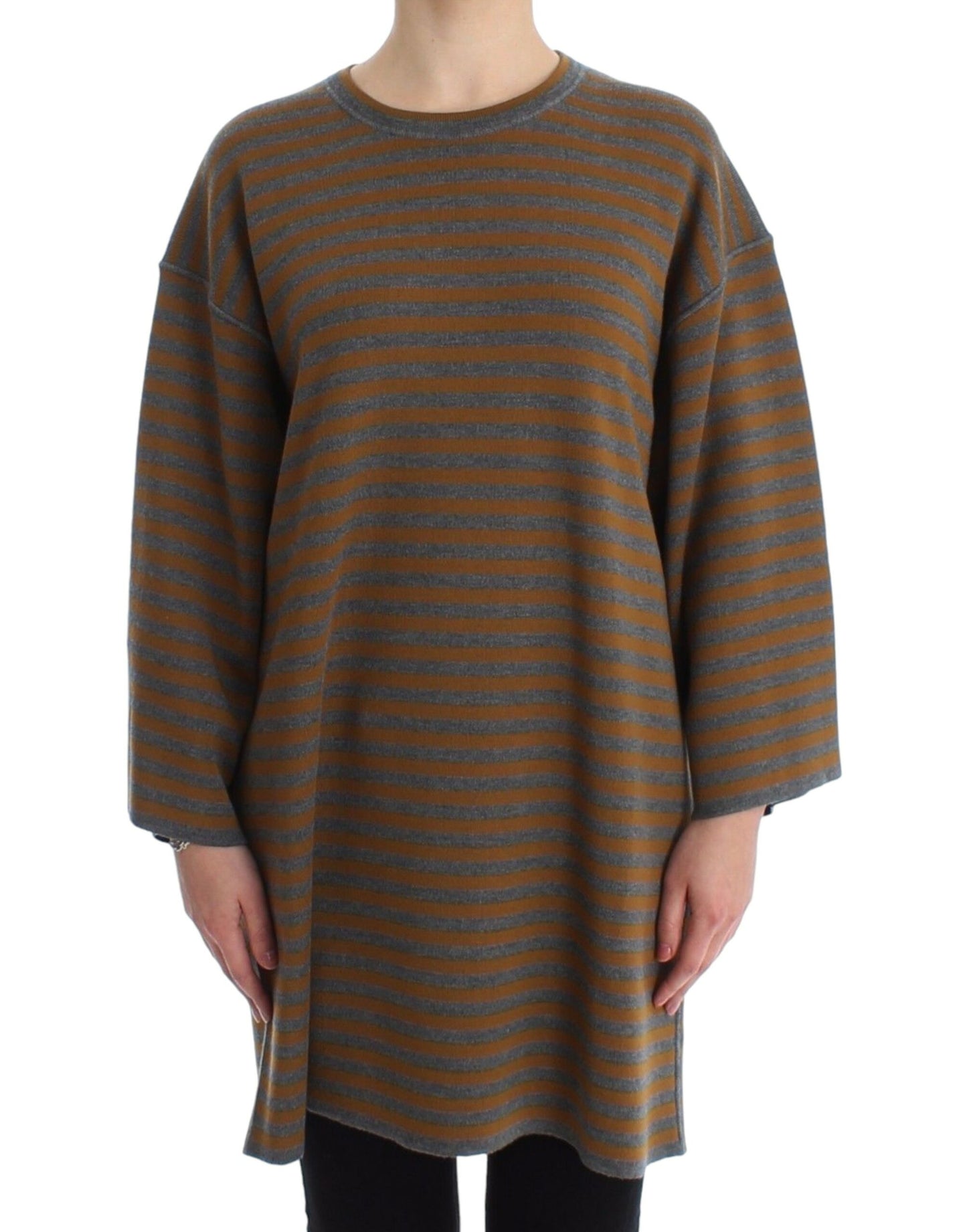 Dolce & Gabbana Yellow & Gray Striped Oversized Sweater - Elegance Online Limited