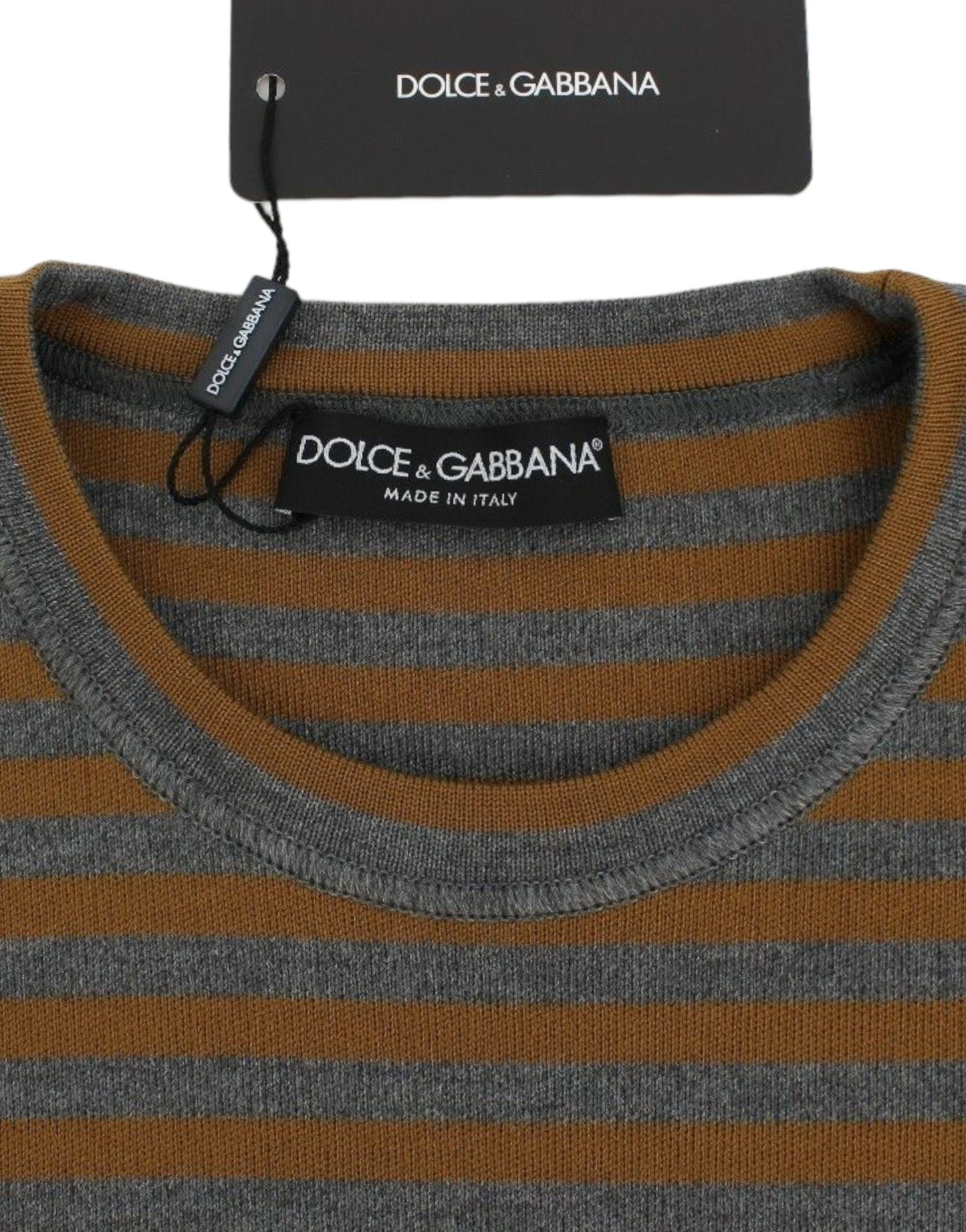 Dolce & Gabbana Yellow & Gray Striped Oversized Sweater - Elegance Online Limited