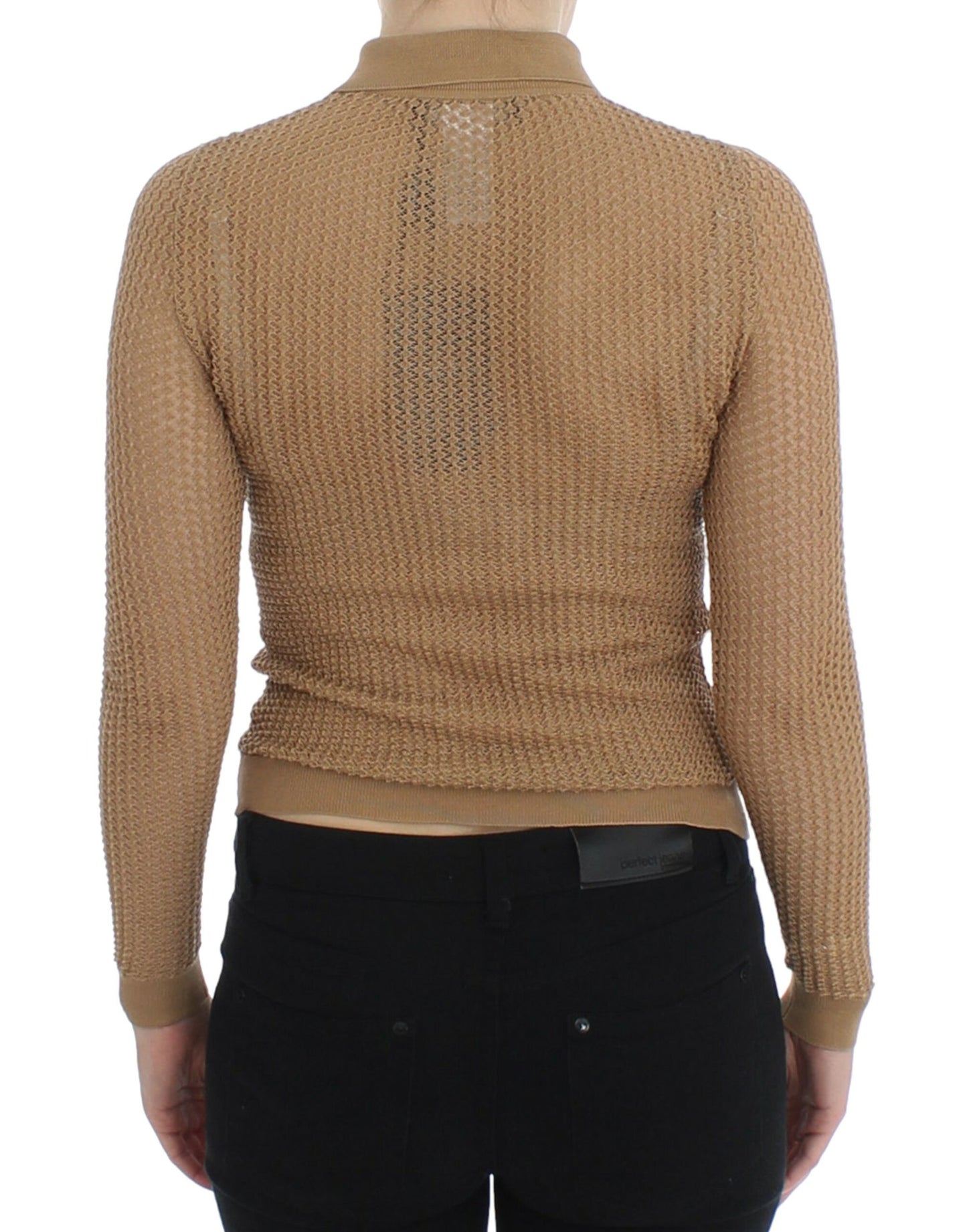Dolce & Gabbana Beige Knitted Cotton Polo Cardigan Sweater - Elegance Online Limited
