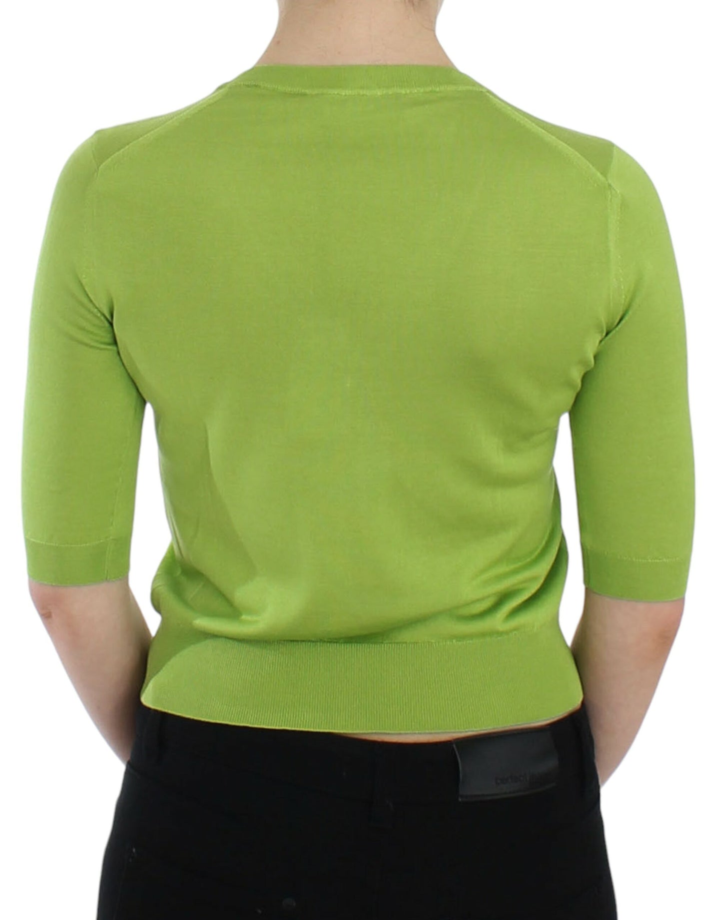 Dolce & Gabbana Emerald Green Wool V-Neck Pullover - Elegance Online Limited