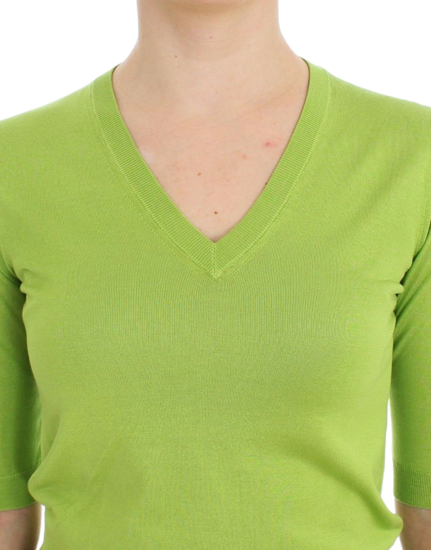 Dolce & Gabbana Emerald Green Wool V-Neck Pullover - Elegance Online Limited