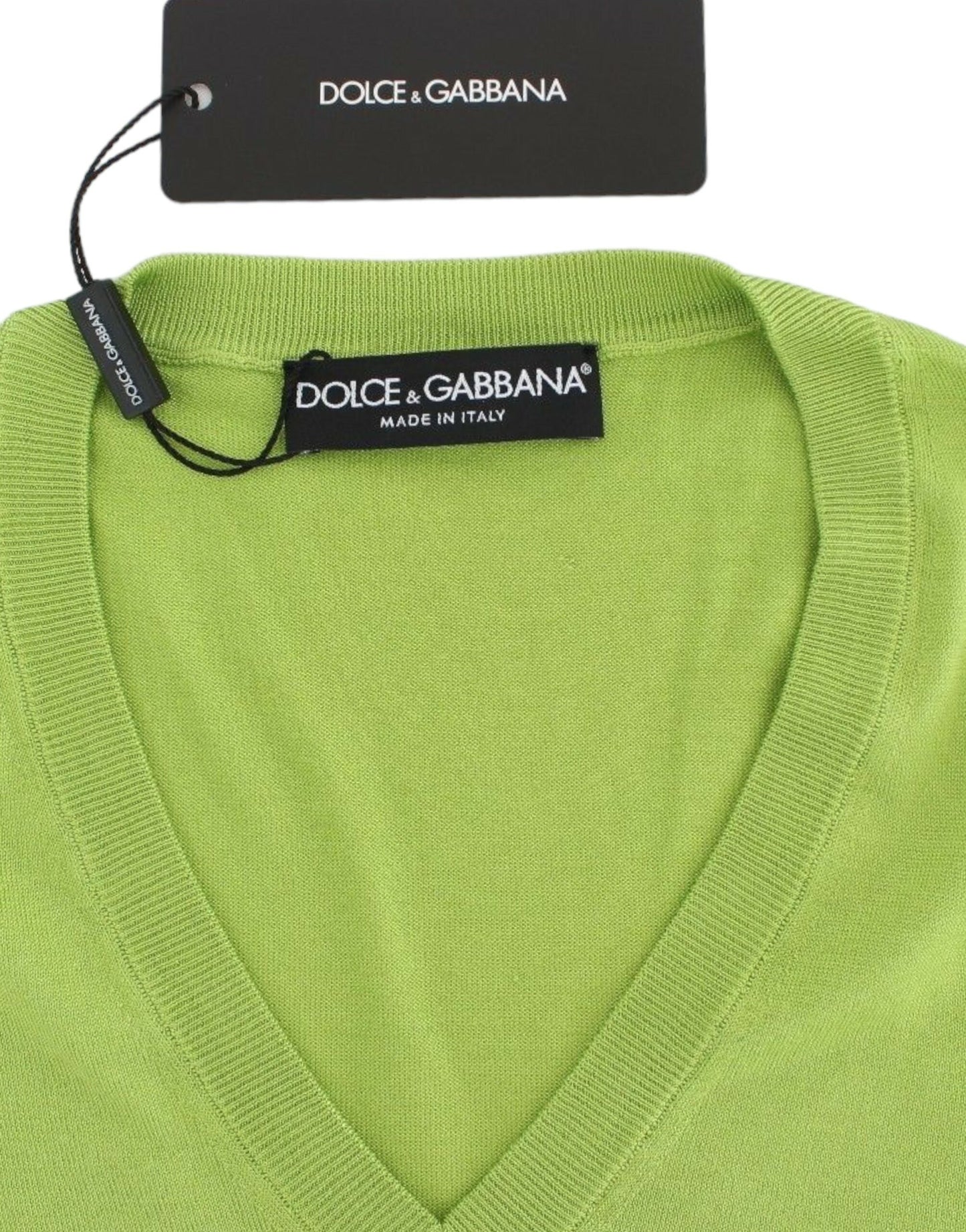 Dolce & Gabbana Emerald Green Wool V-Neck Pullover - Elegance Online Limited
