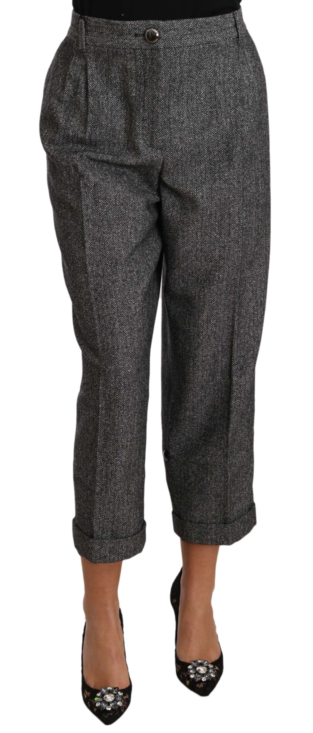 Dolce & Gabbana Elegant Gray Wool-Blend Trousers - Elegance Online Limited