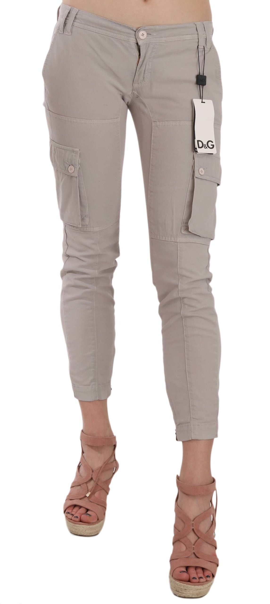 Dolce & Gabbana Chic Khaki Cotton Blend Trousers - Elegance Online Limited