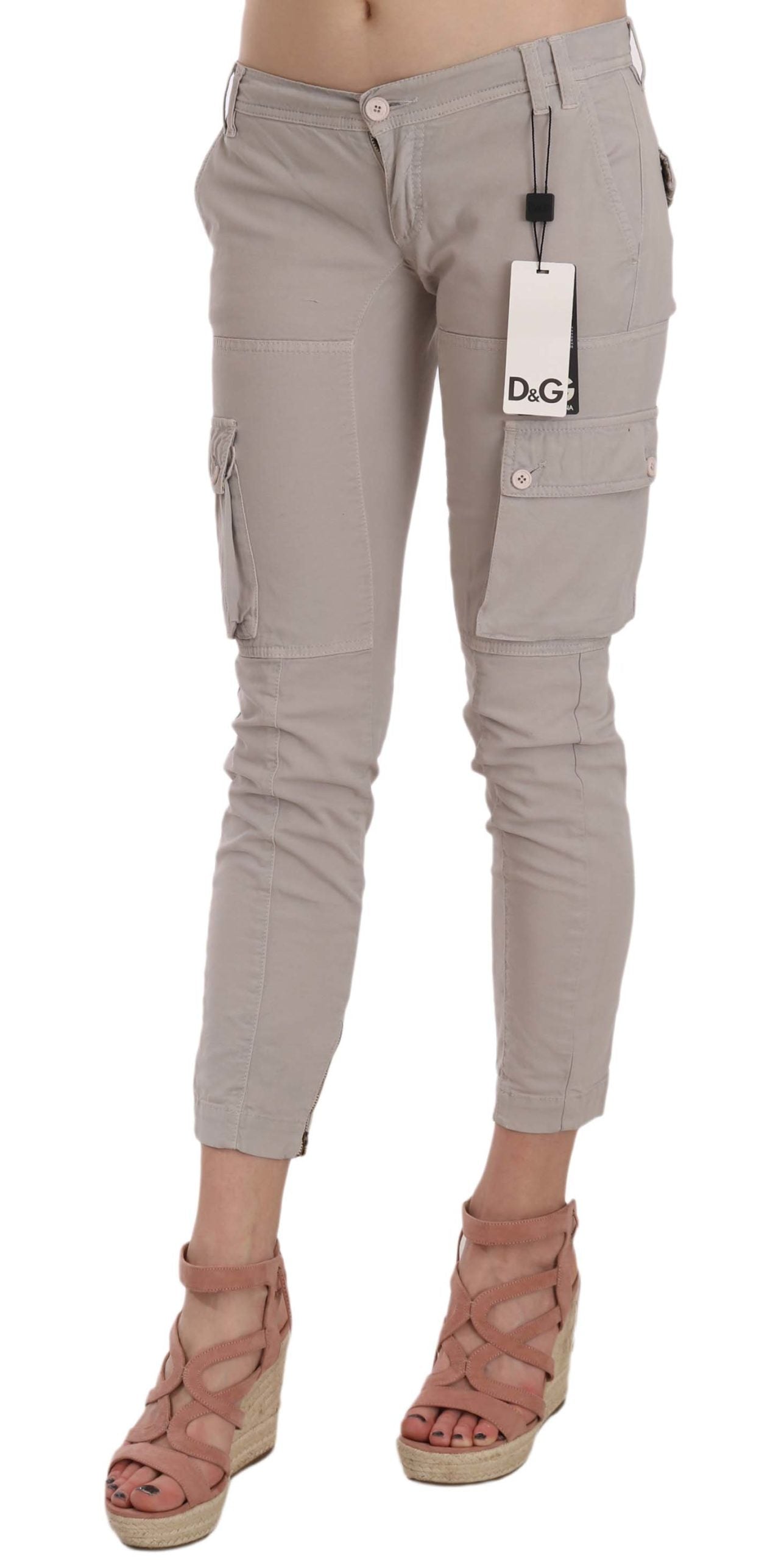 Dolce & Gabbana Chic Khaki Cotton Blend Trousers - Elegance Online Limited