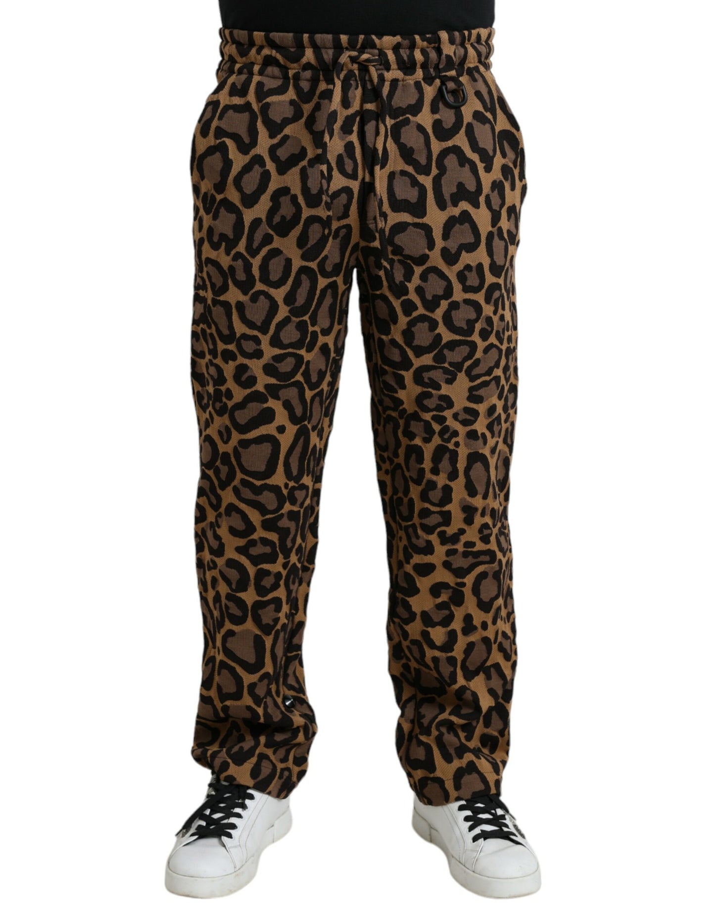 Pantalon de jogging en polyester imprimé léopard marron Dolce & Gabbana