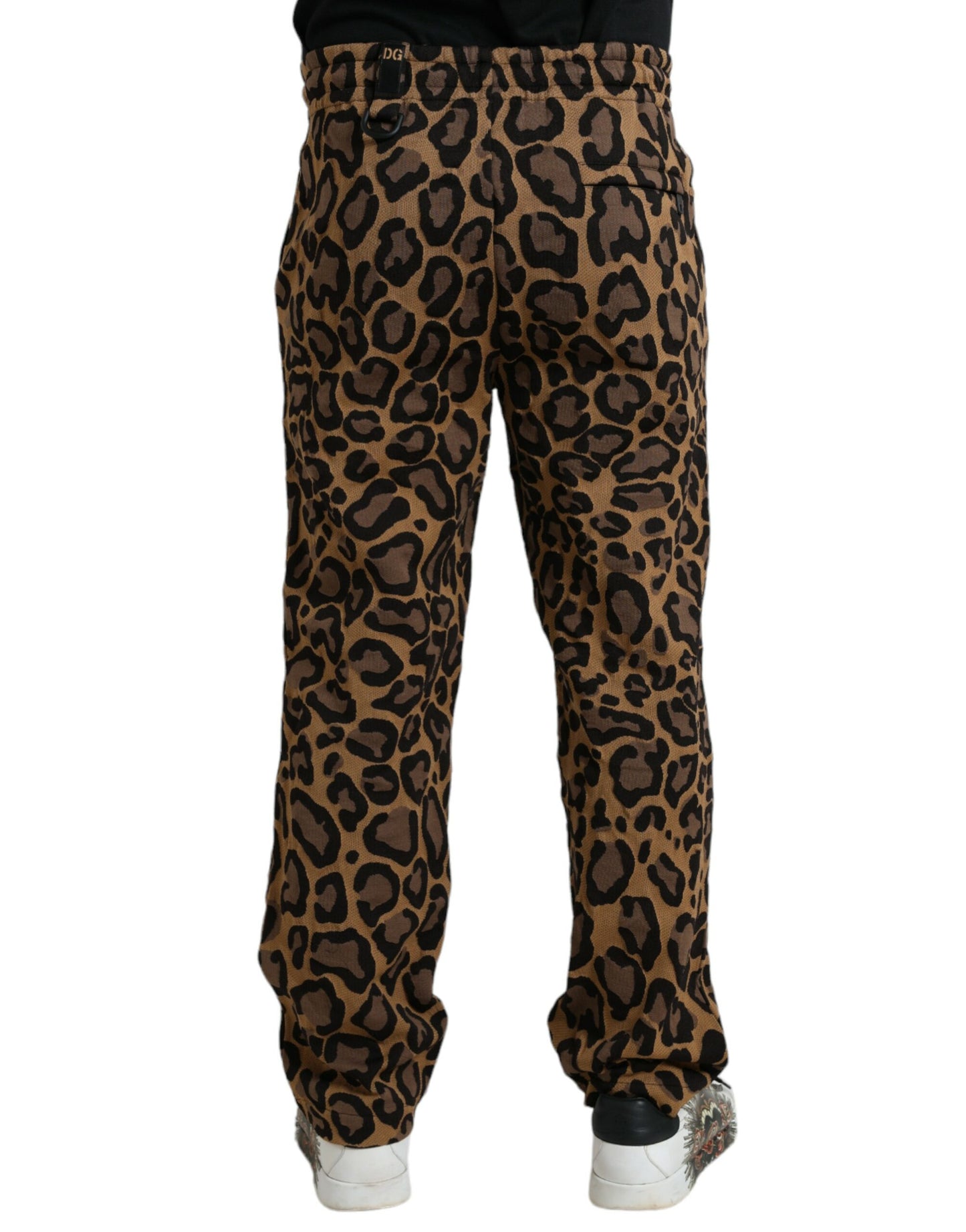 Pantalon de jogging en polyester imprimé léopard marron Dolce & Gabbana