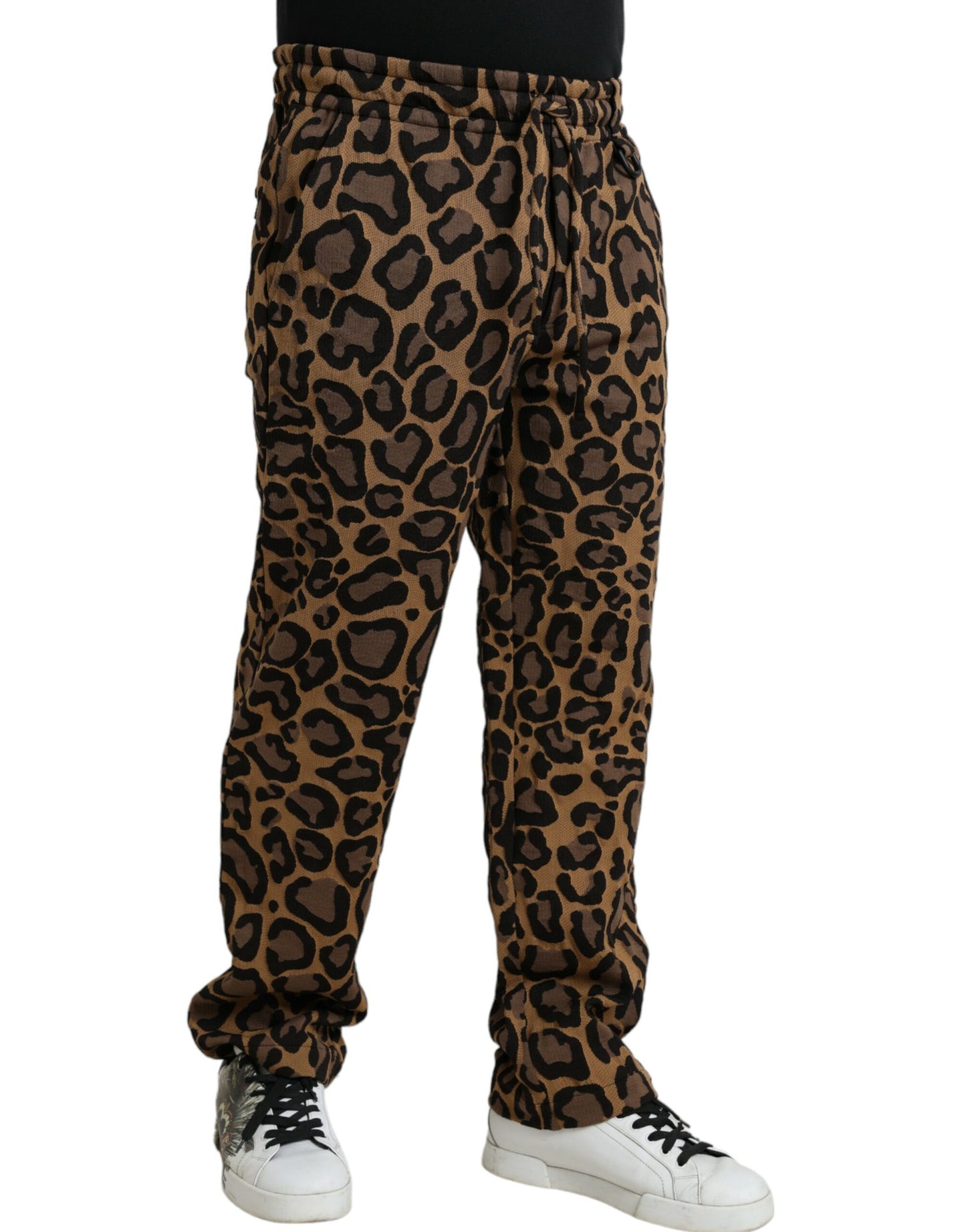 Pantalon de jogging en polyester imprimé léopard marron Dolce & Gabbana