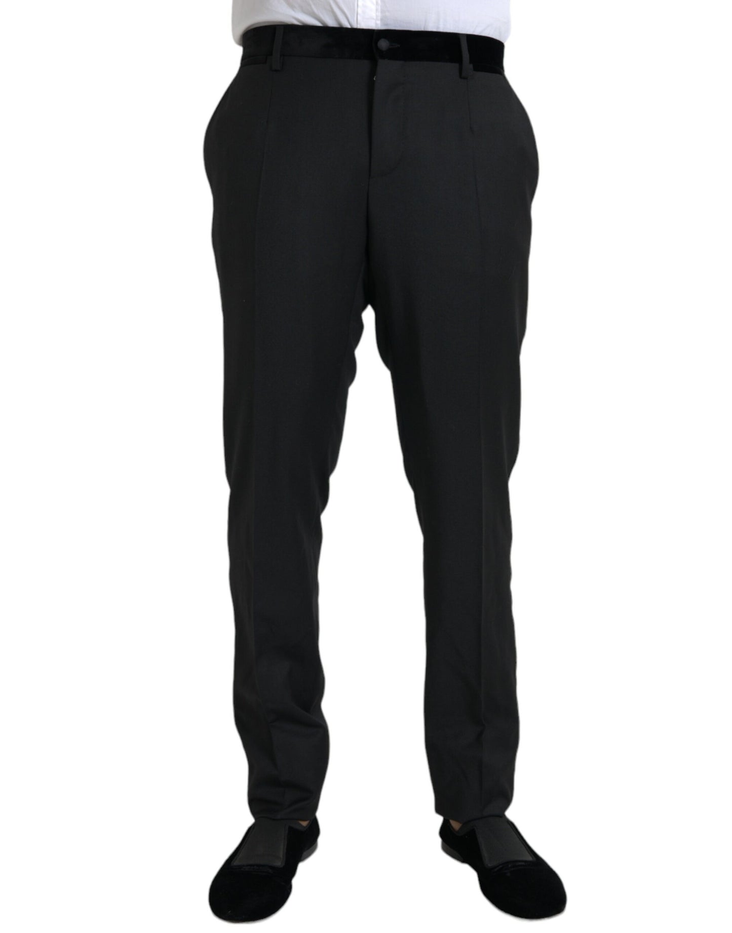Pantalon skinny en soie noire Dolce & Gabbana pour homme