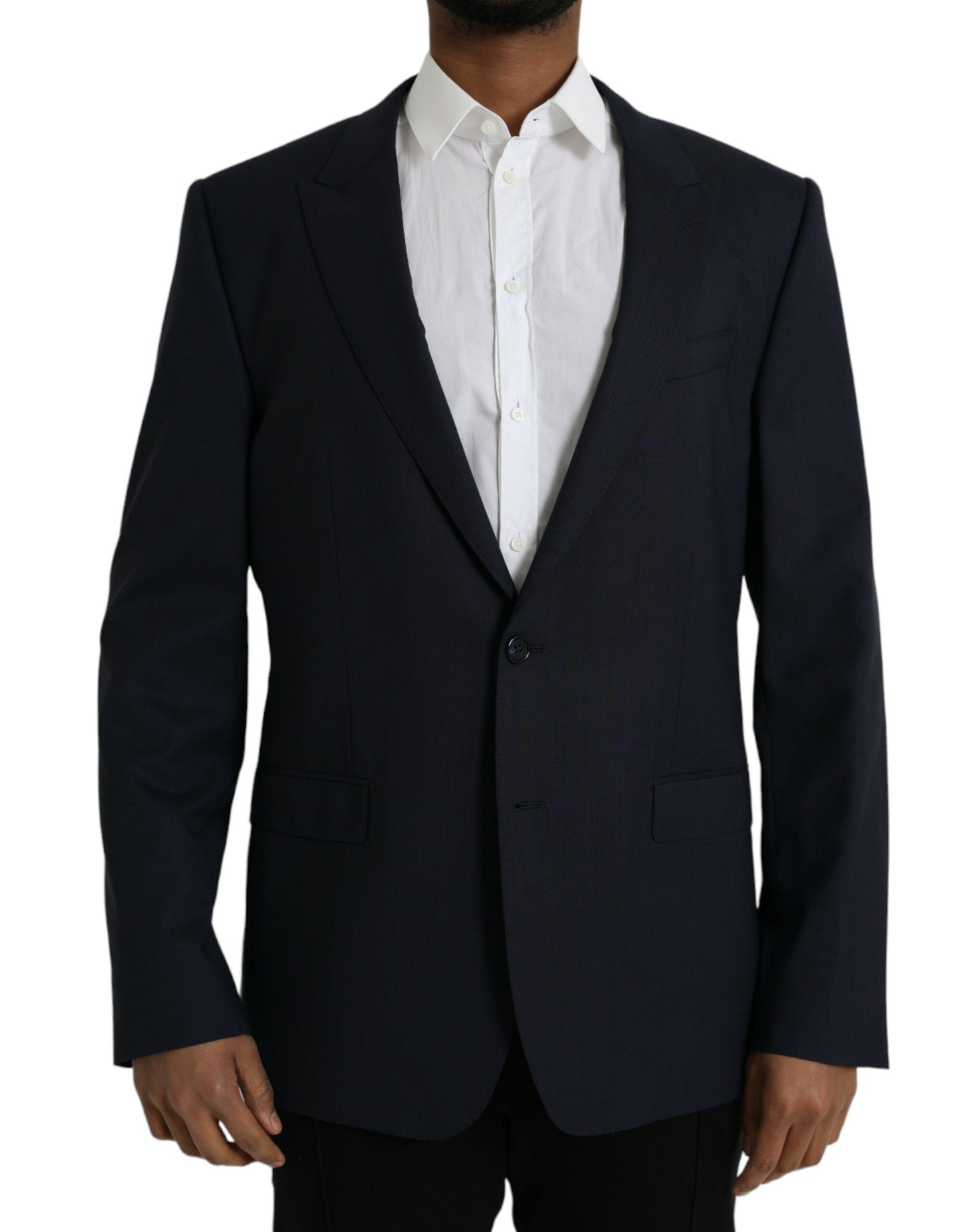 Blazer de lana azul oscuro con botonadura sencilla de Dolce & Gabbana