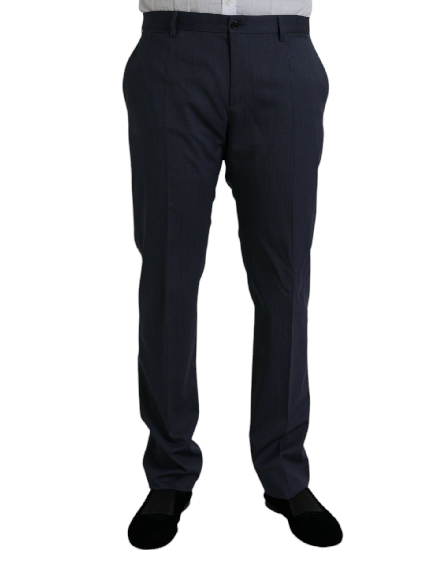 Dolce & Gabbana Pantalon formel en laine bleue coupe slim