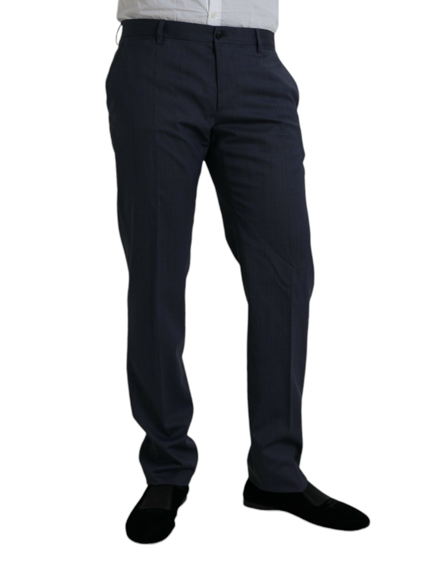 Dolce & Gabbana Pantalon formel en laine bleue coupe slim