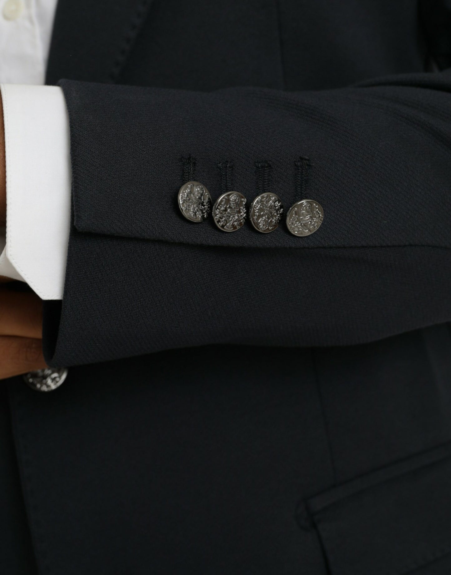 Dolce & Gabbana Blazer à simple boutonnage en coton bleu foncé