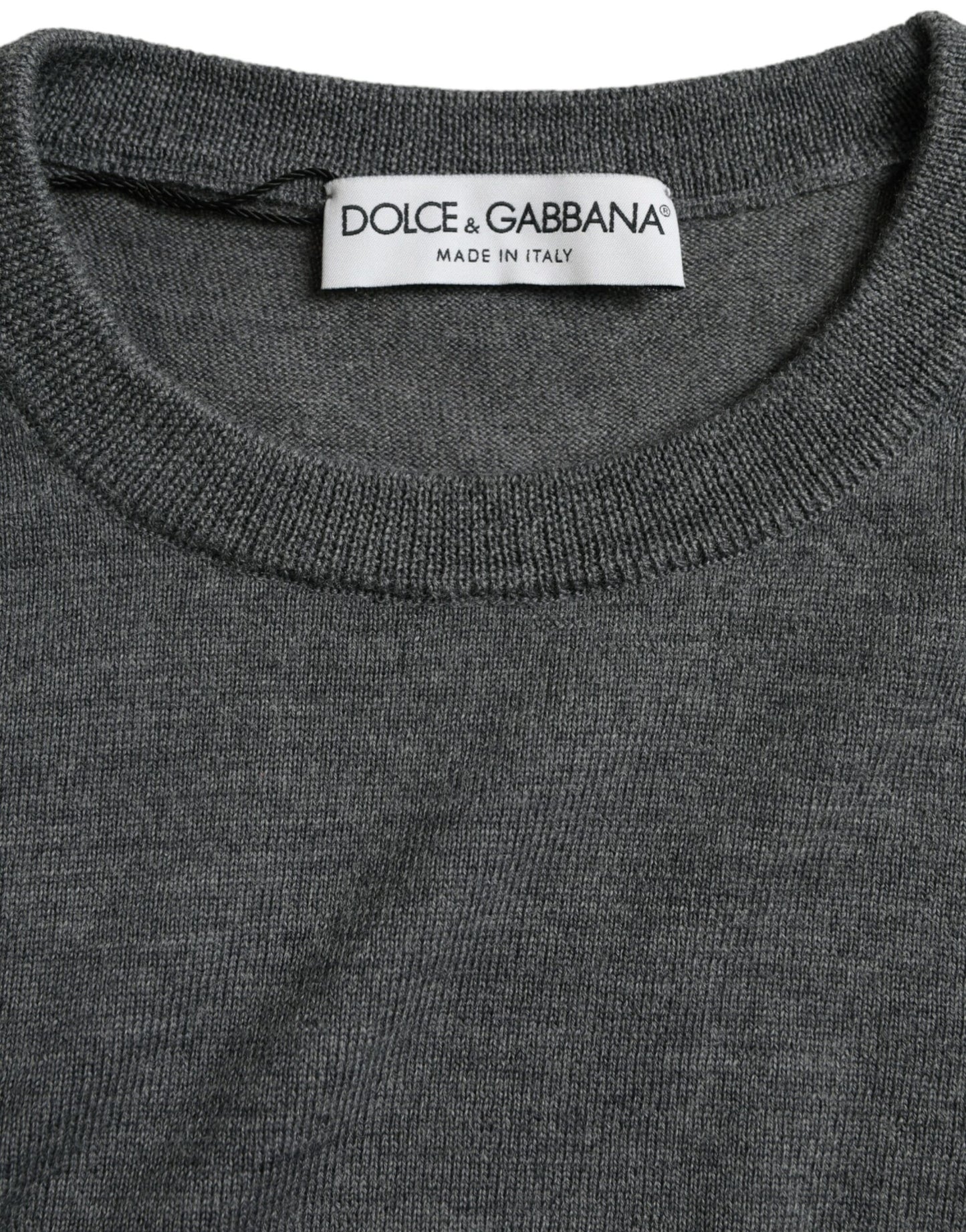 Dolce & Gabbana Pull à col rond en laine gris foncé