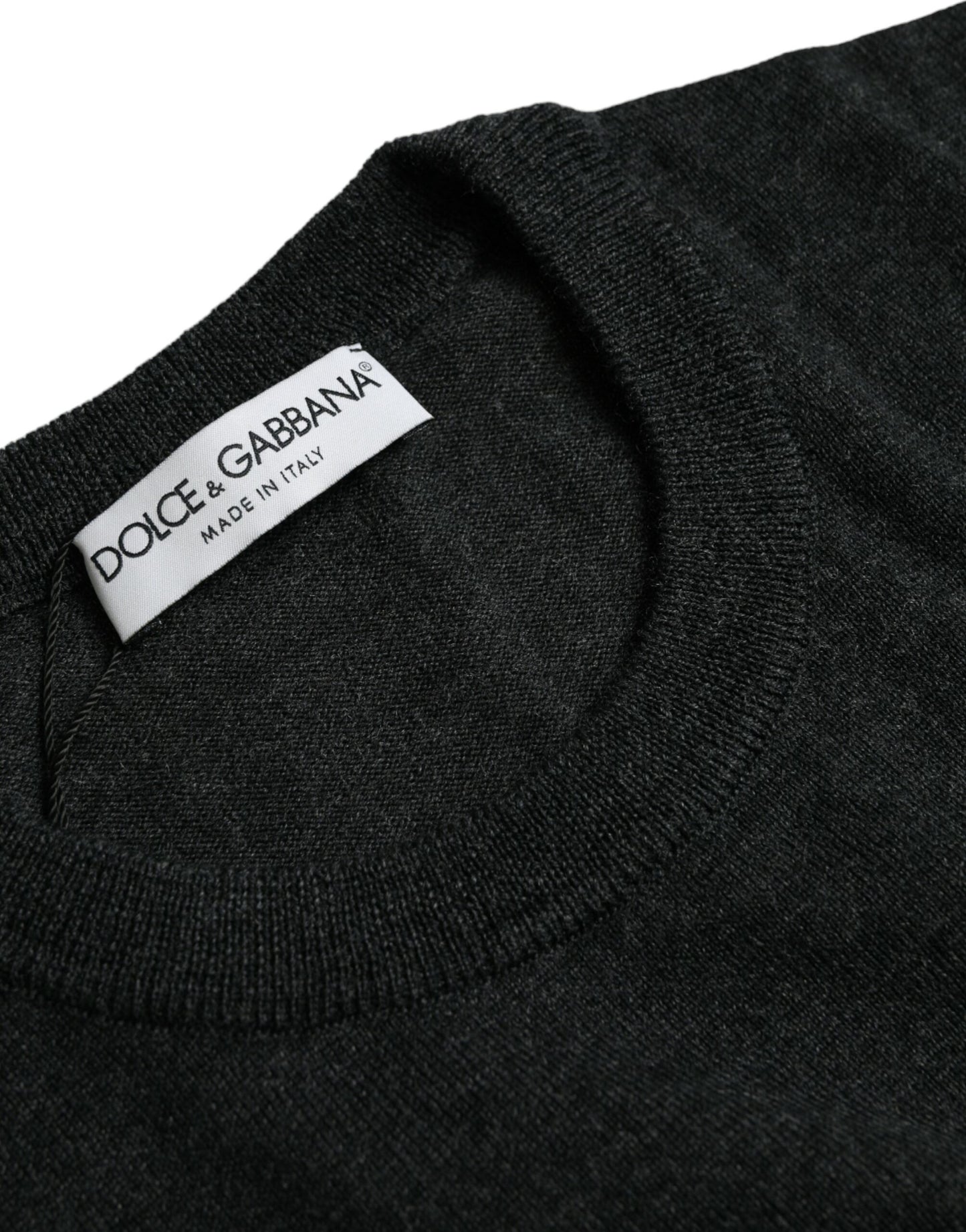 Dolce & Gabbana Pull à col rond en laine gris foncé
