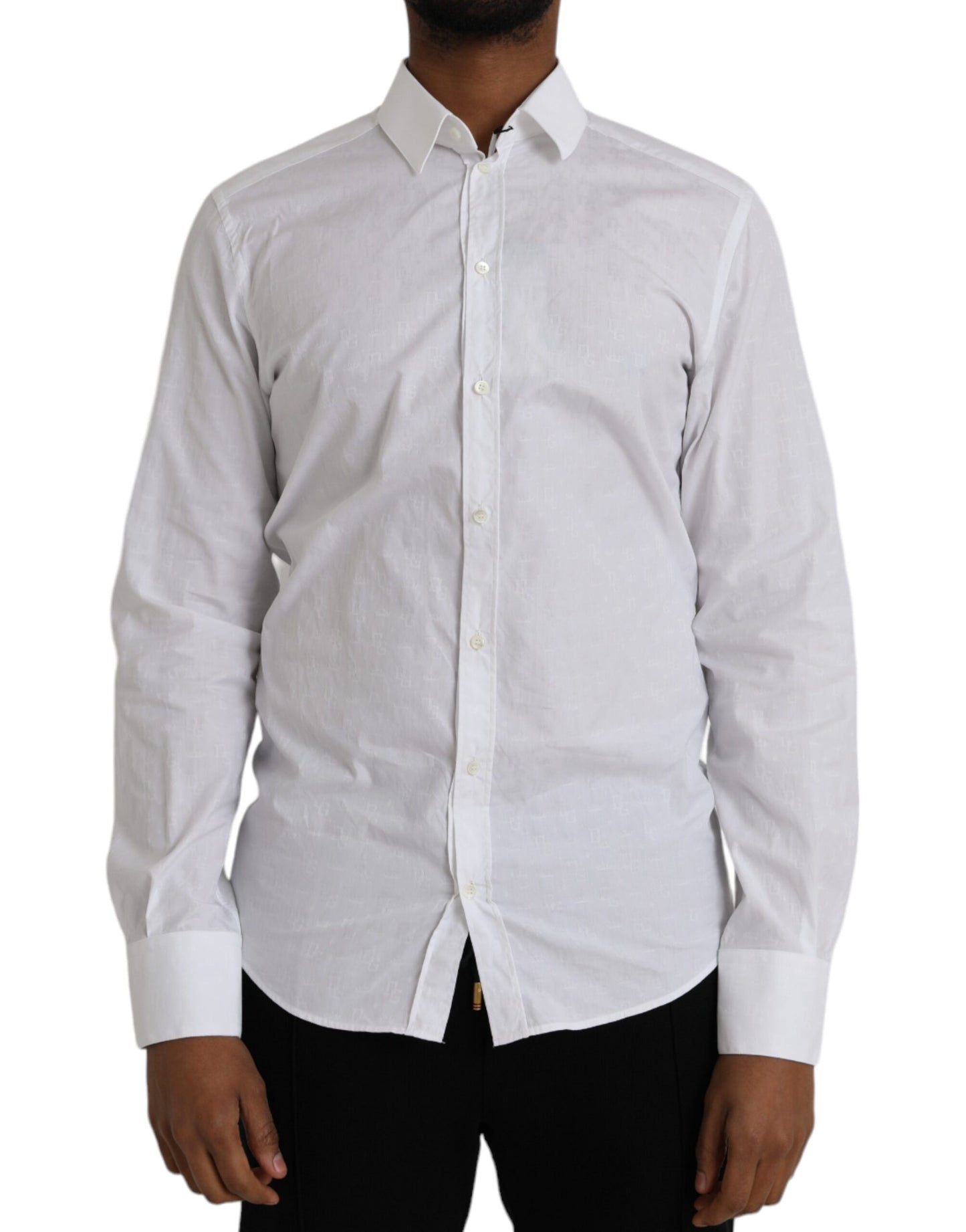 Vestido de algodón blanco de manga larga Dolce & Gabbana Camisa dorada