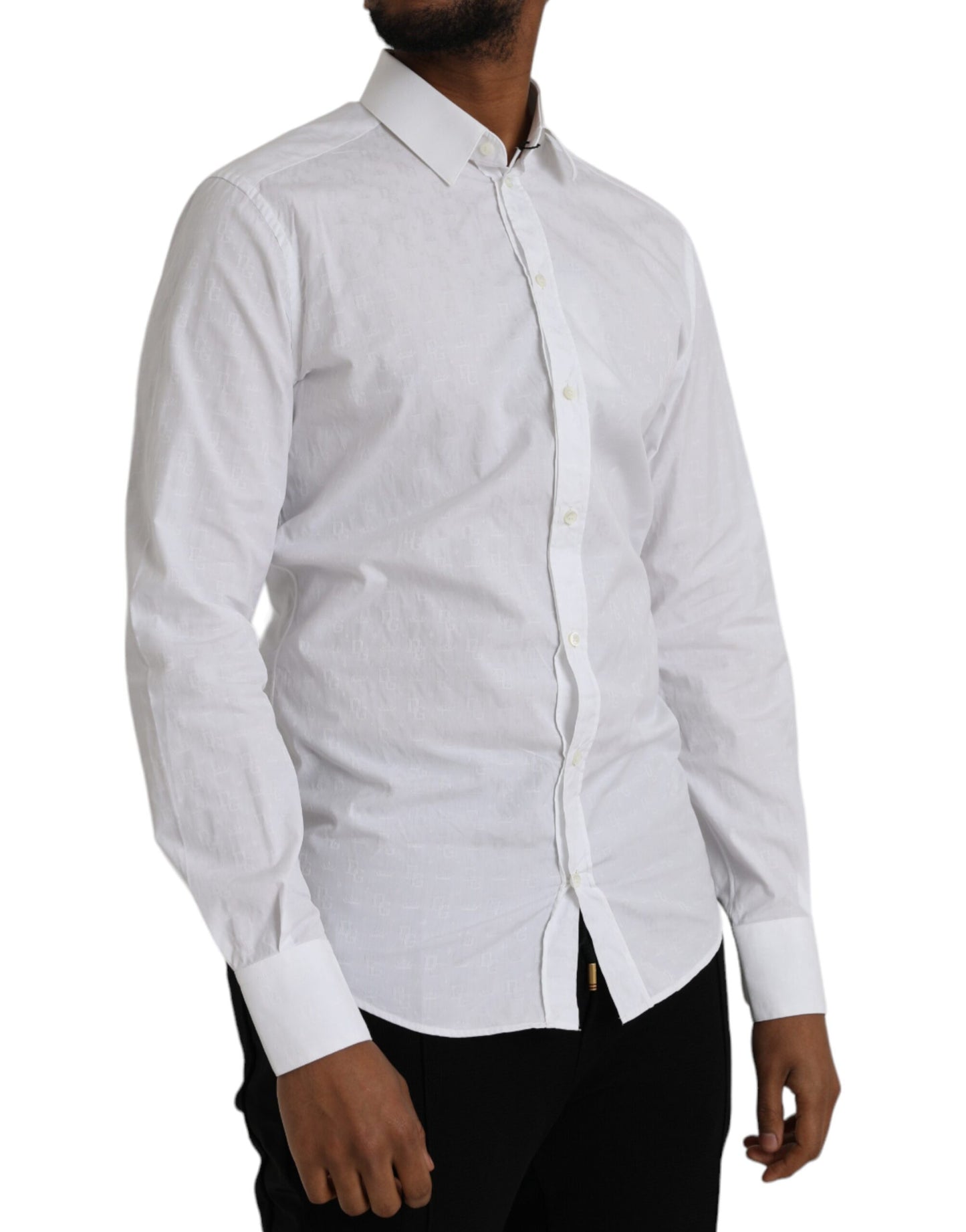 Vestido de algodón blanco de manga larga Dolce & Gabbana Camisa dorada