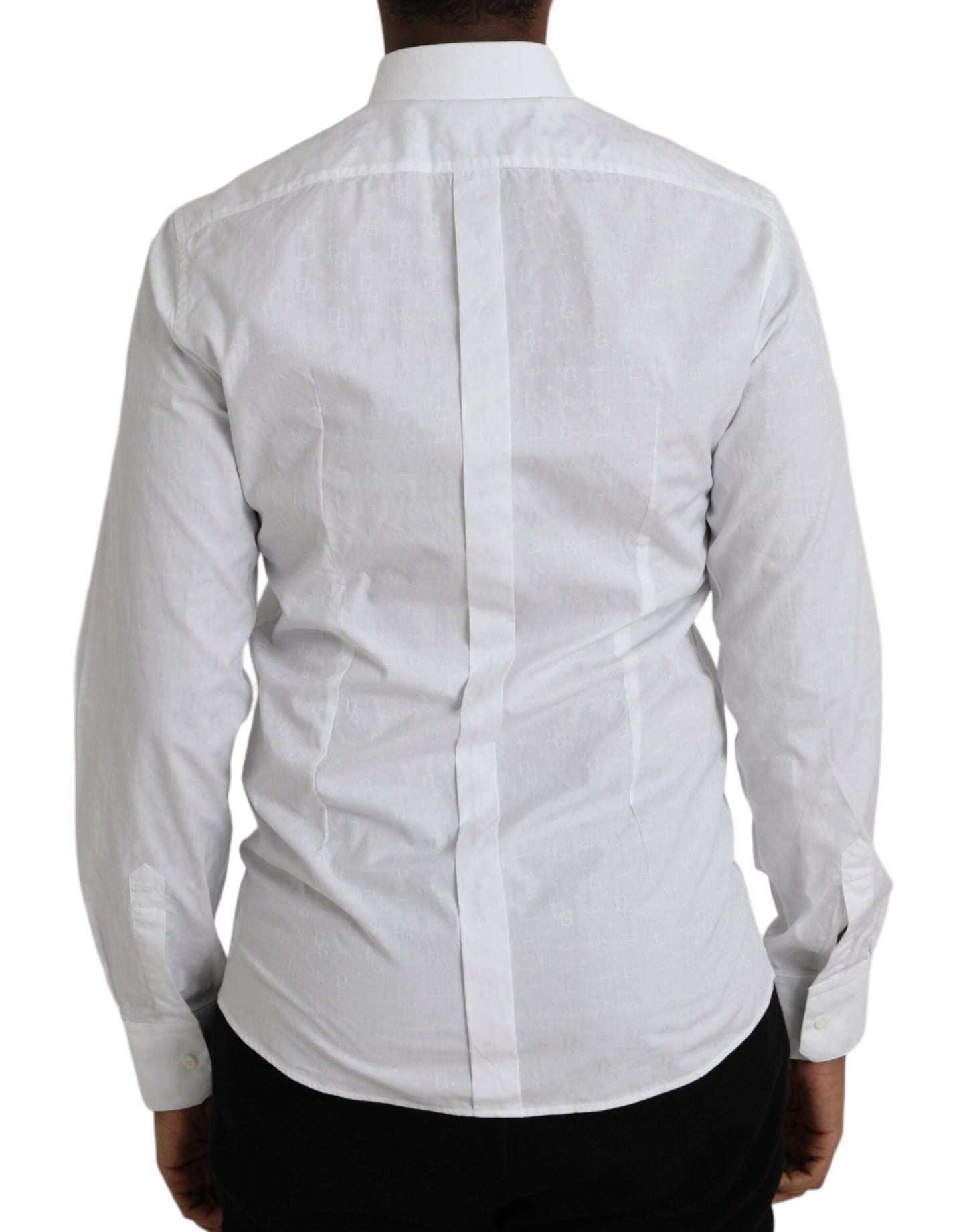 Vestido de algodón blanco de manga larga Dolce & Gabbana Camisa dorada