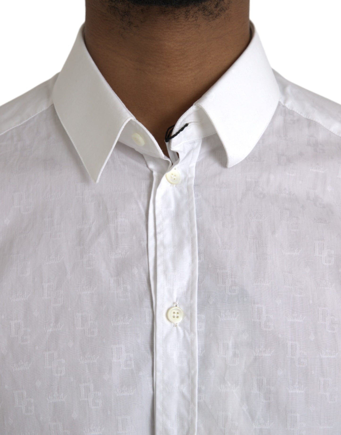 Vestido de algodón blanco de manga larga Dolce & Gabbana Camisa dorada