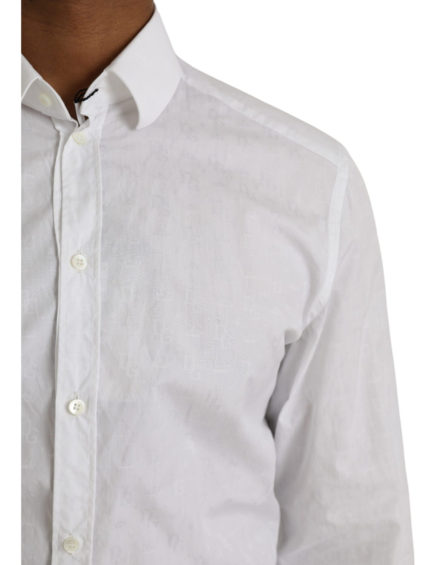 Vestido de algodón blanco de manga larga Dolce & Gabbana Camisa dorada