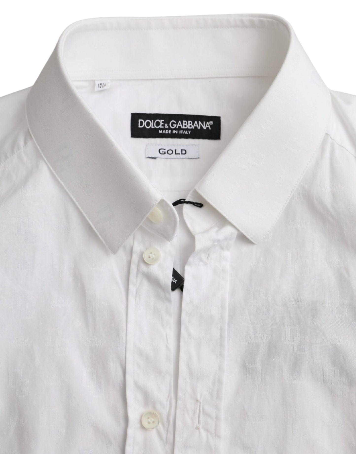 Vestido de algodón blanco de manga larga Dolce & Gabbana Camisa dorada