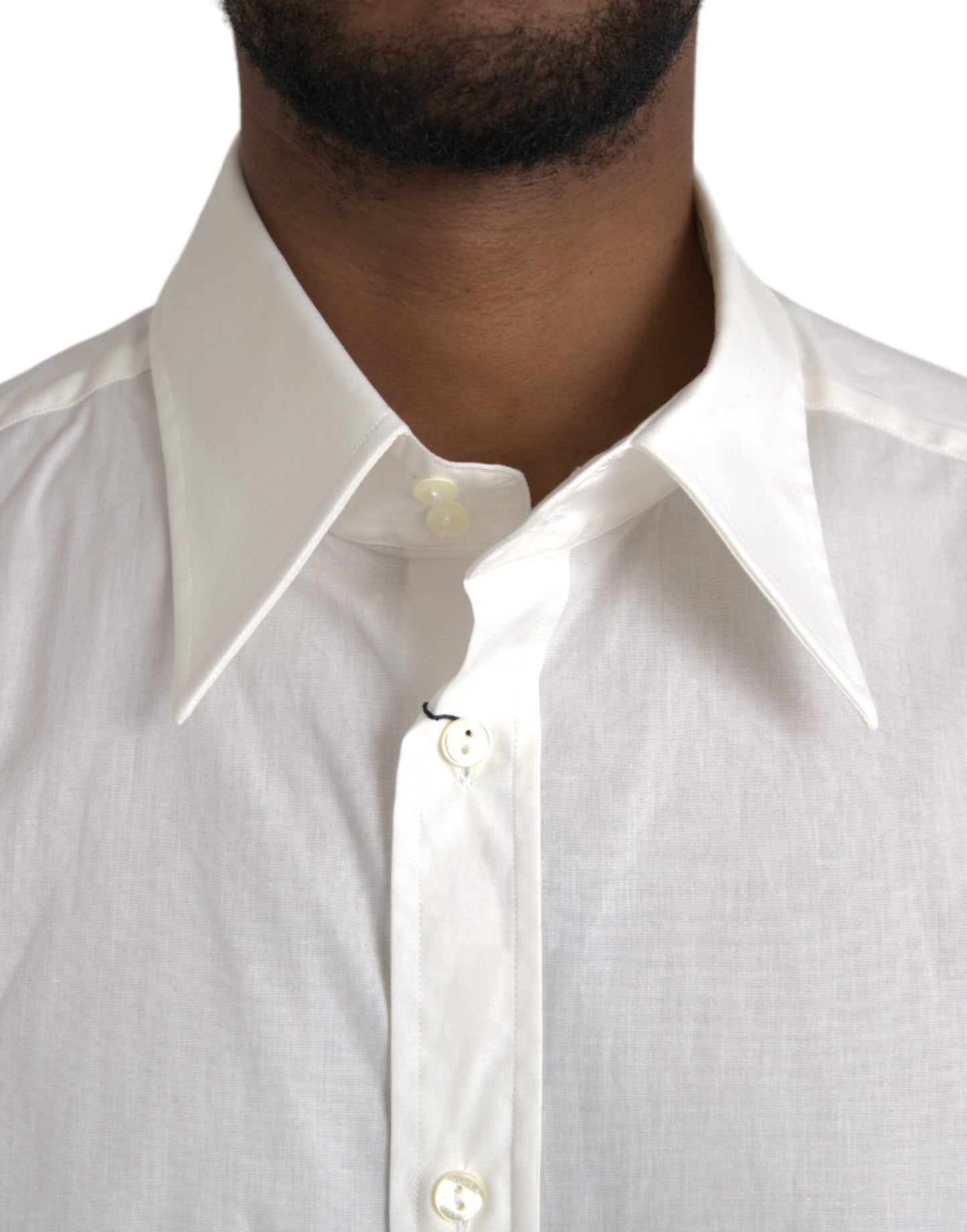 Vestido de algodón blanco Dolce & Gabbana Camisa ajustada dorada