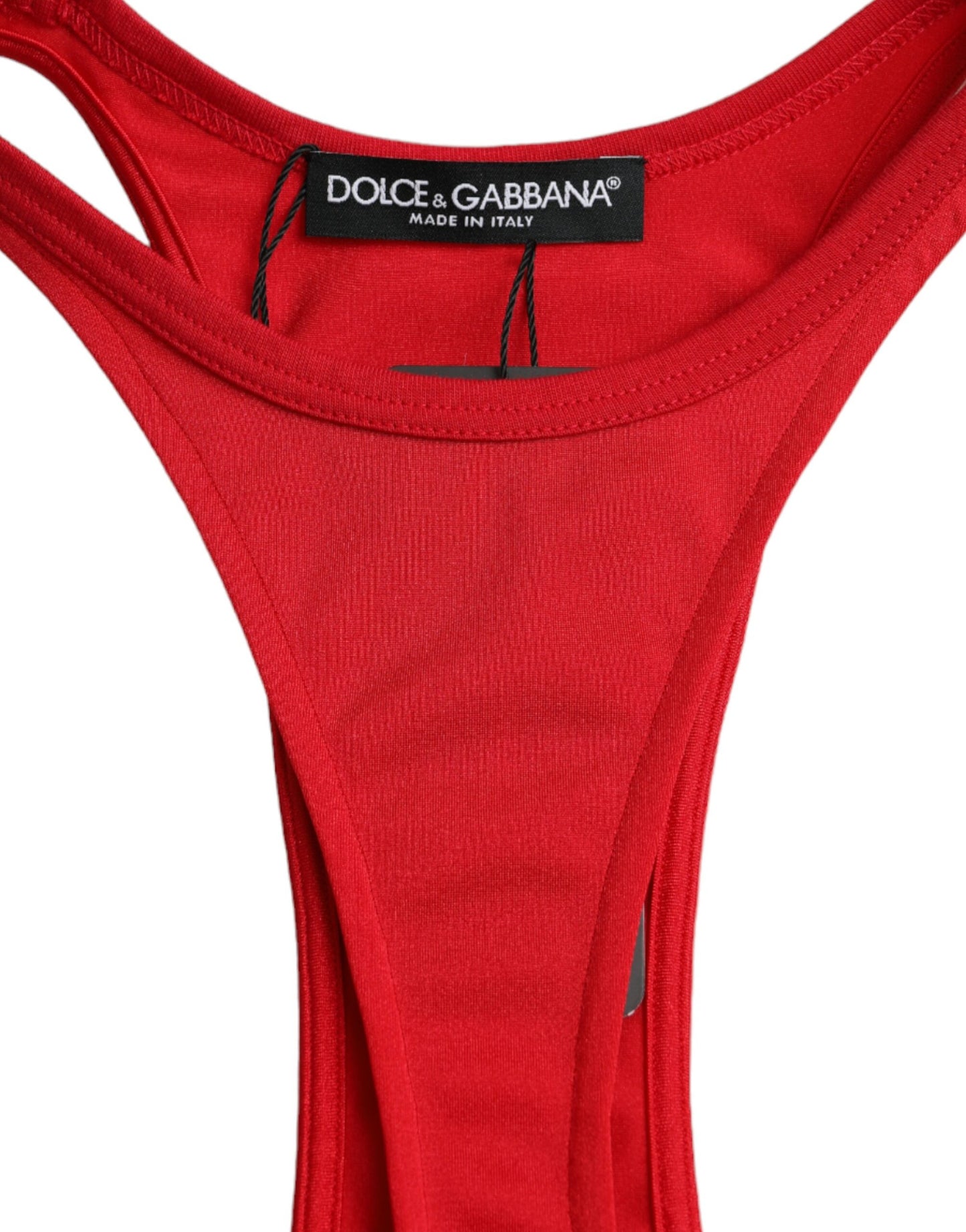 Robe fourreau moulante courte en nylon stretch rouge Dolce & Gabbana