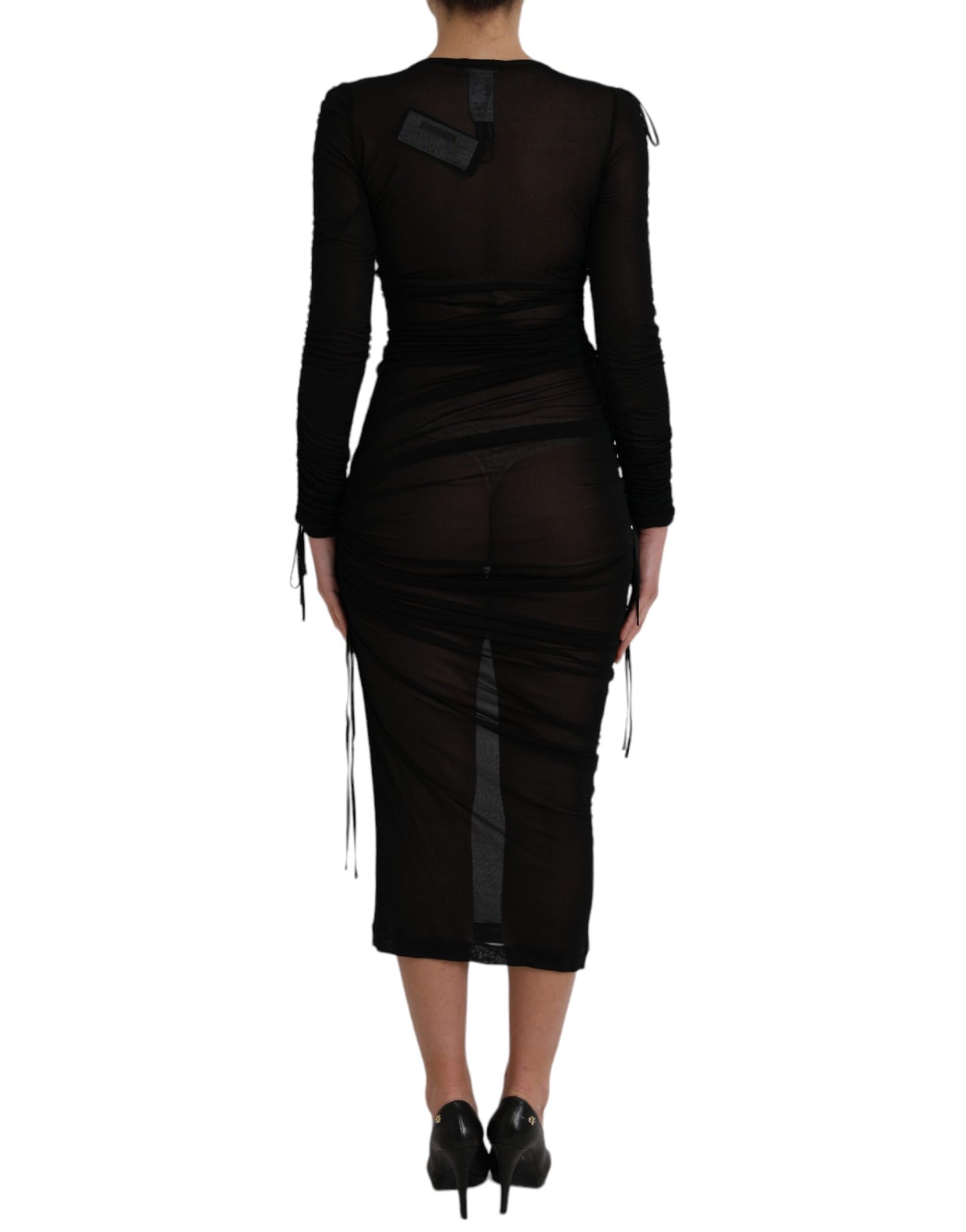 Robe fourreau mi-longue moulante noire transparente Dolce & Gabbana