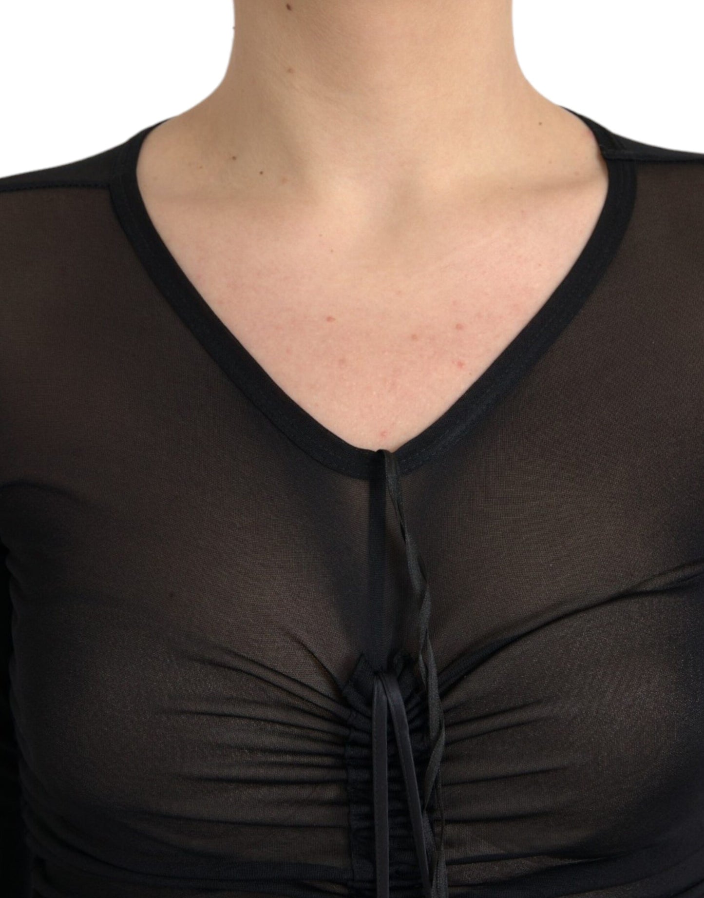 Robe fourreau mi-longue moulante noire transparente Dolce & Gabbana