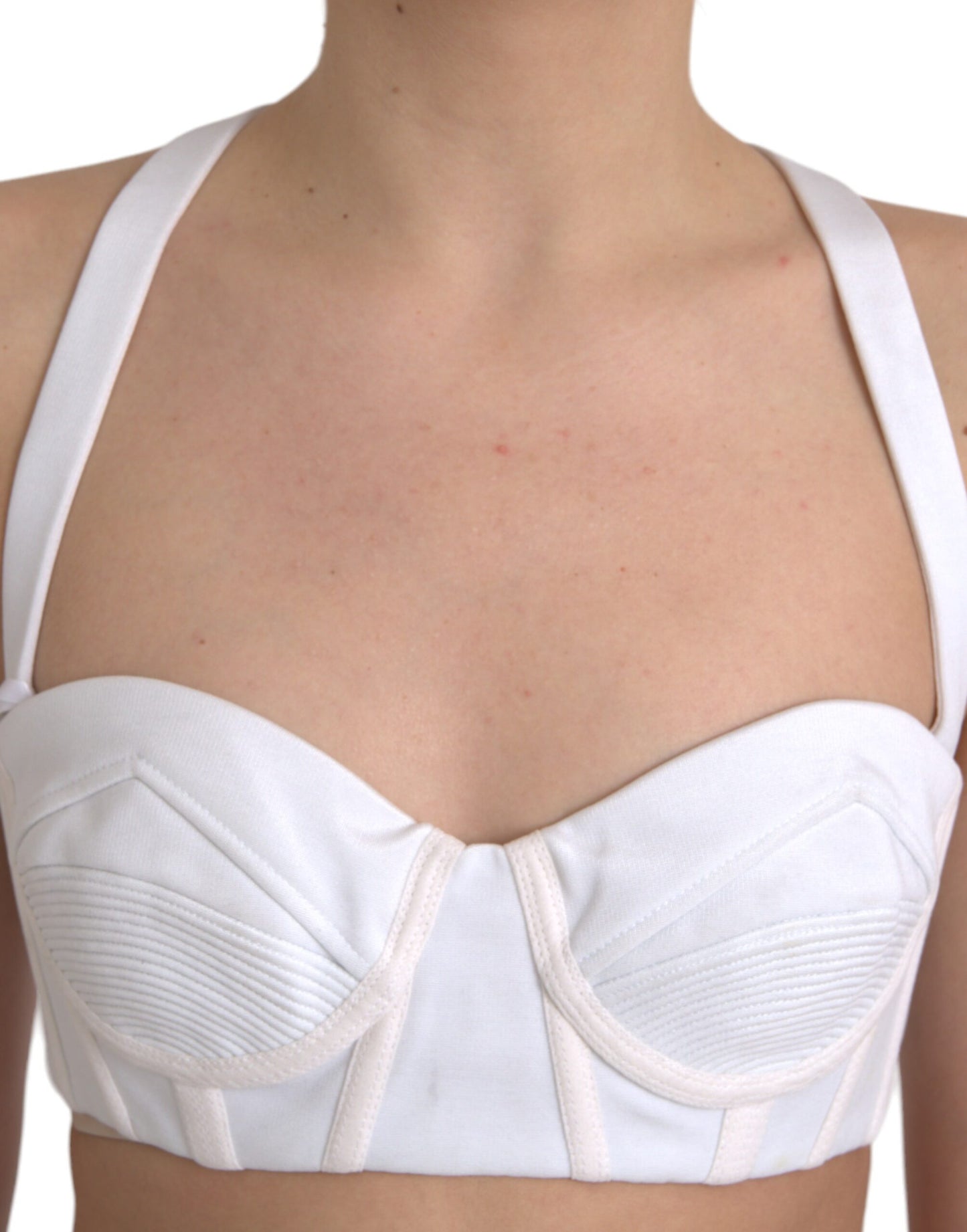 Haut court sans manches en viscose blanche Versace