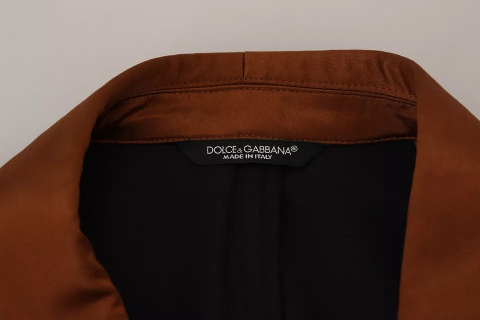 Dolce & Gabbana Blazer ajustado de seda con estampado de monos en bronce